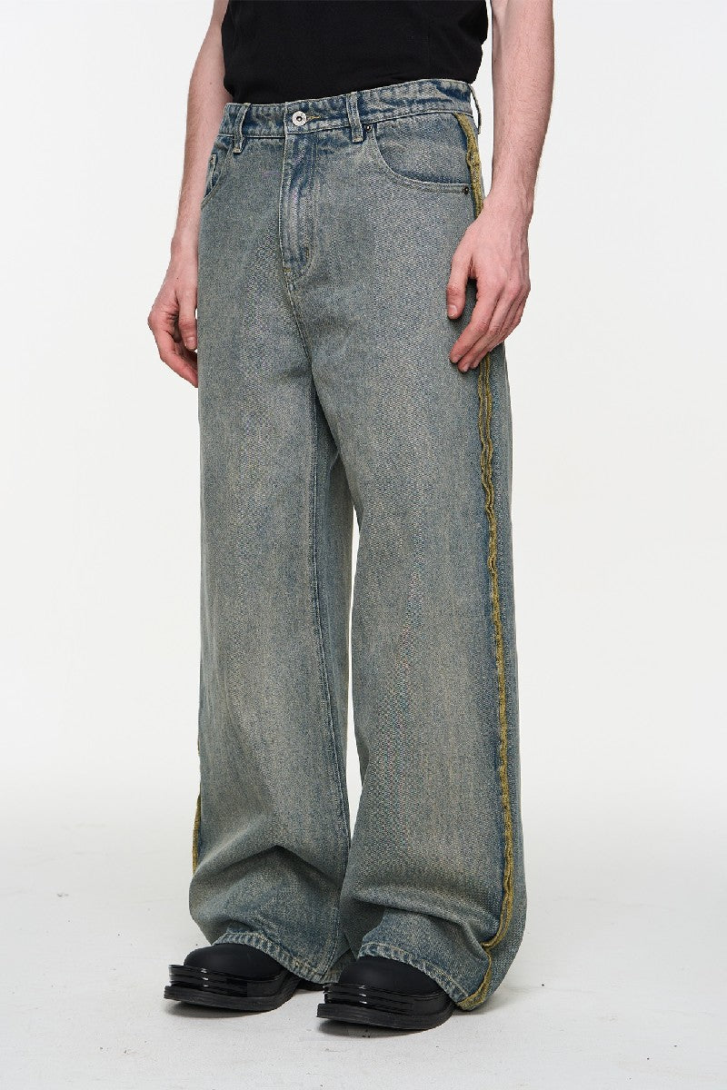 Reverse Seam Washed Vintage Jeans - chiclara