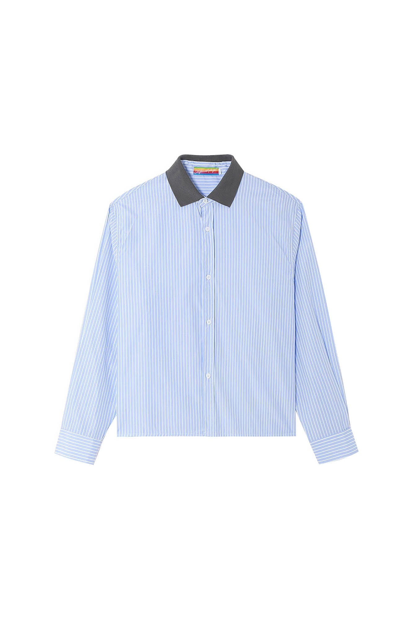 Contrast Collar Striped Shirt