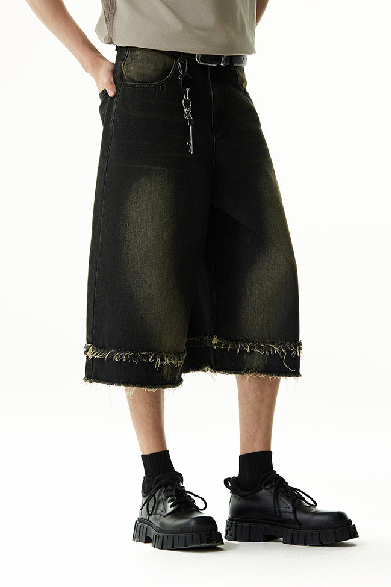 Laid-Back Vintage Wash Loose Fit Denim Shorts - chiclara
