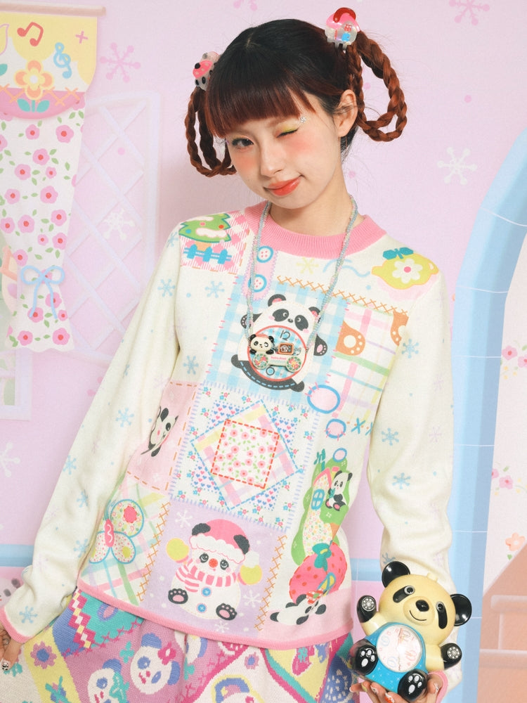 Playful Panda Winter Knit Sweater
