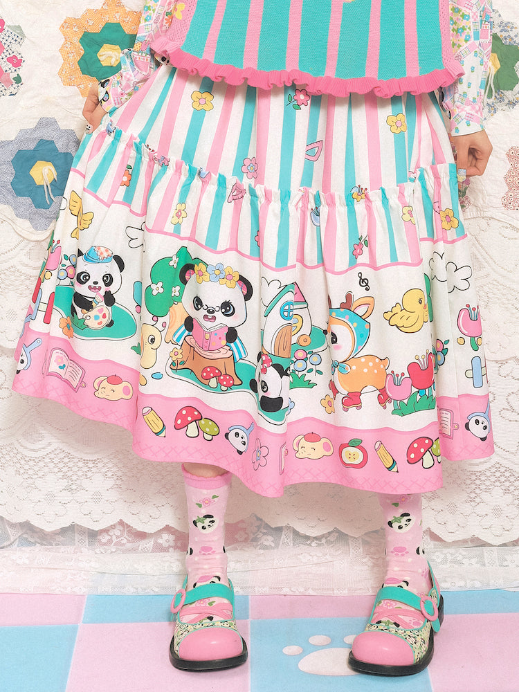 Sweet Panda Picnic Border Skirt