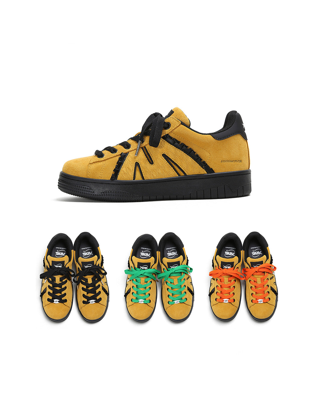 Suede Platform Sneakers with 3 Interchangeable Laces