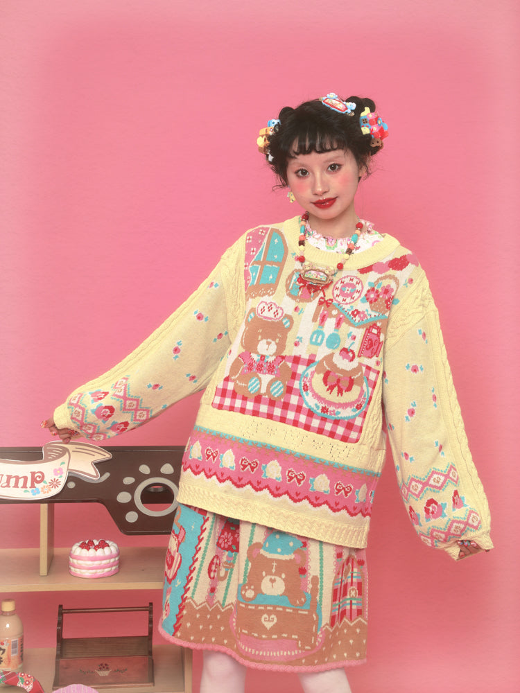 Sweet Teddy Cafe Long Sweater