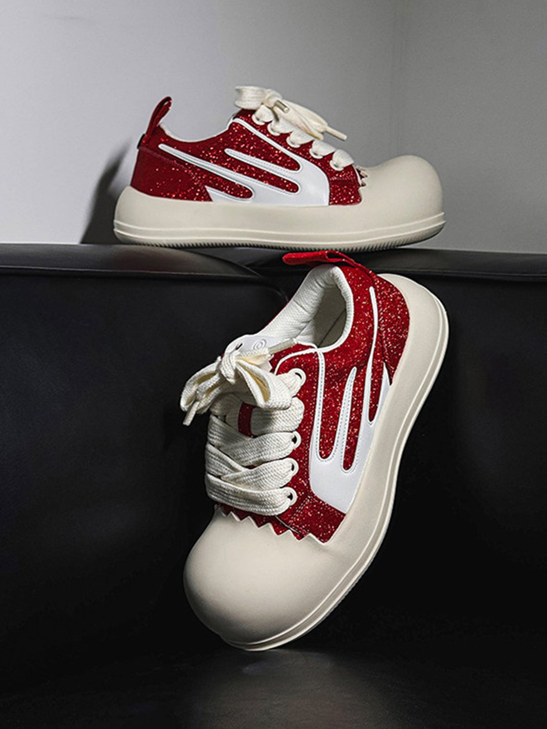 Jagged Edge Oversized Round Toe Chunky Platform Skate Sneakers image 1