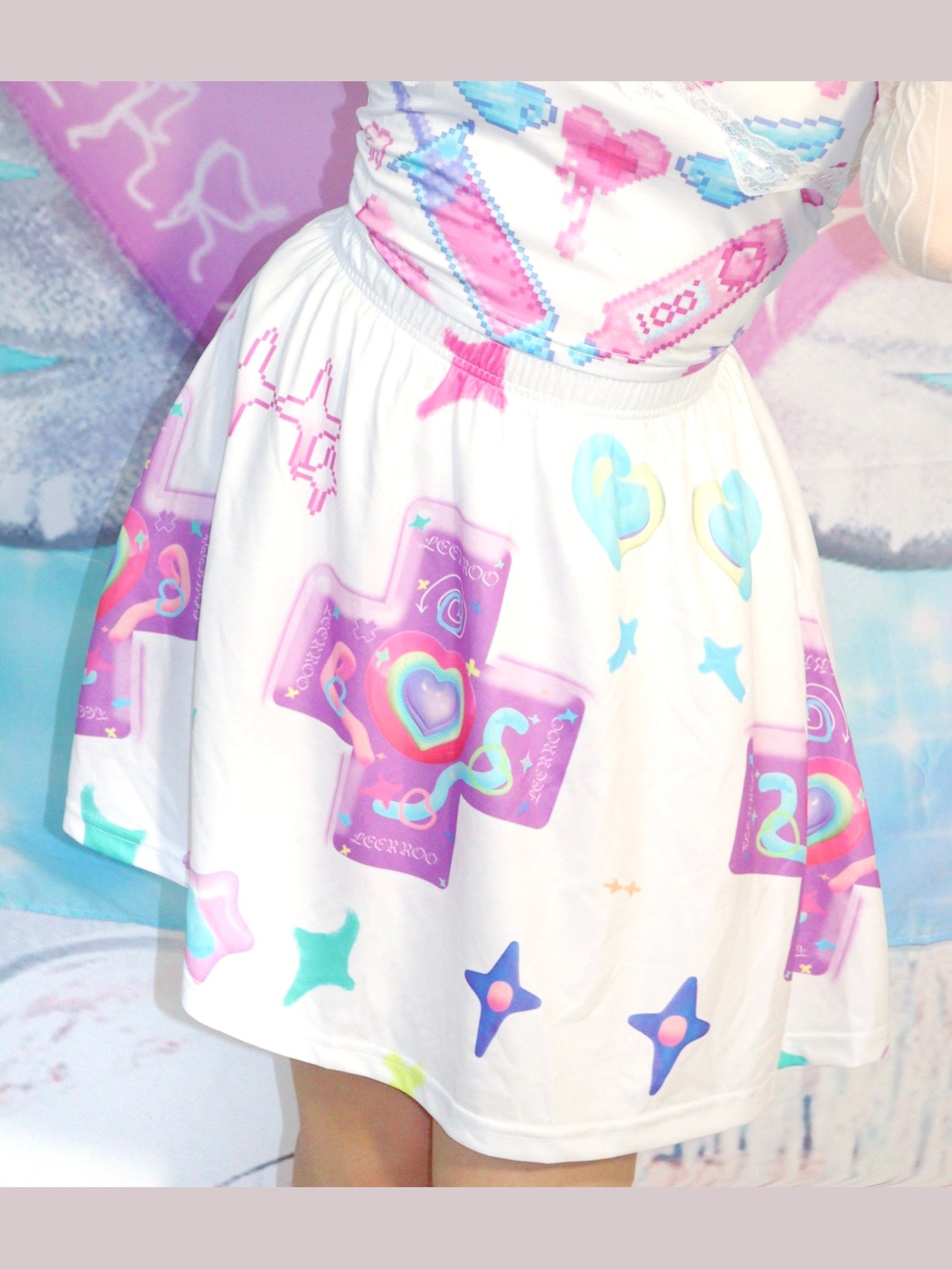 Kawaii Gaming Controller Rainbow Skirt