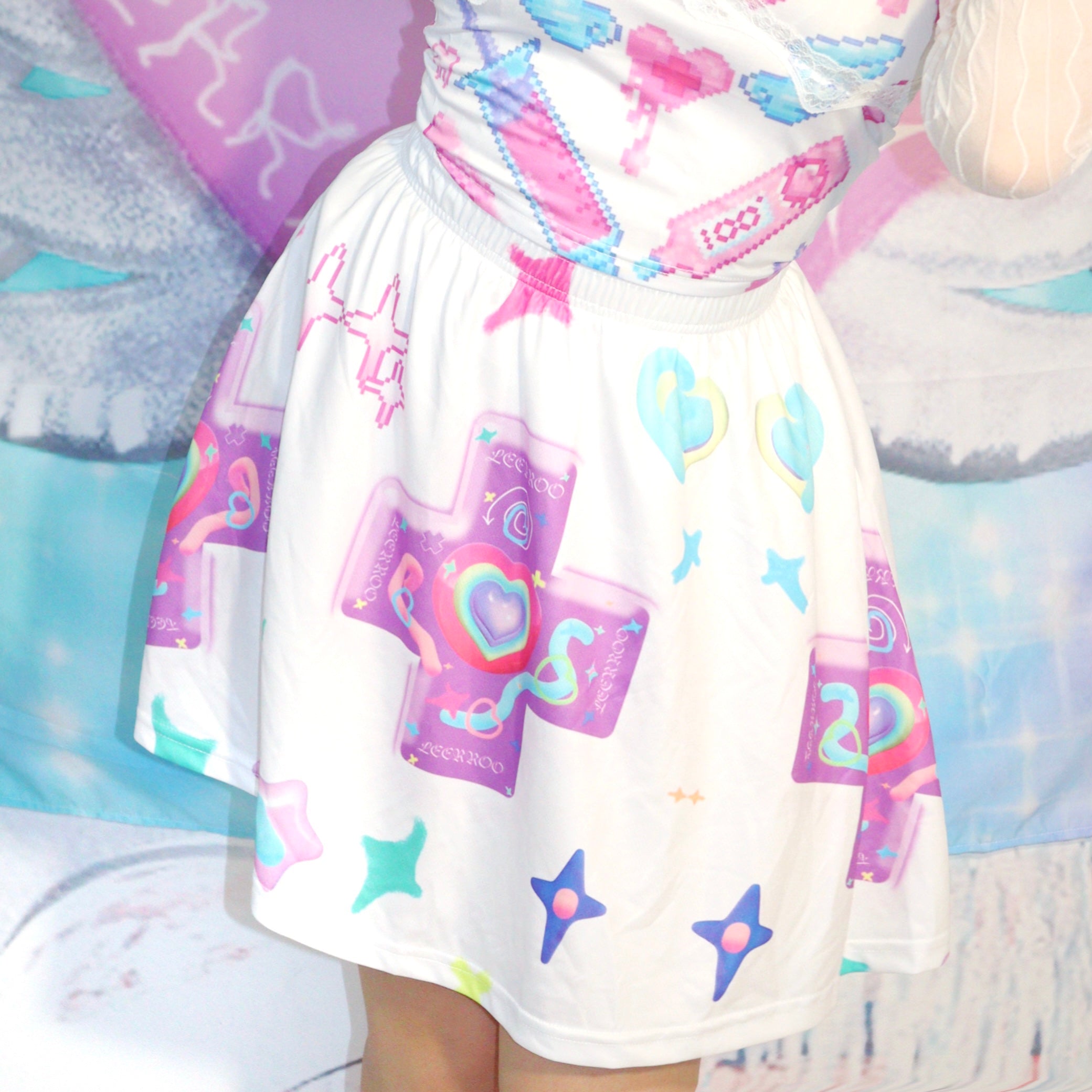 Kawaii Gaming Controller Rainbow Skirt