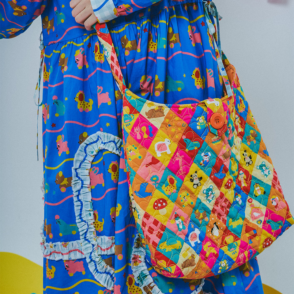 Rainbow Patchwork Animal Print Shoulder Bag