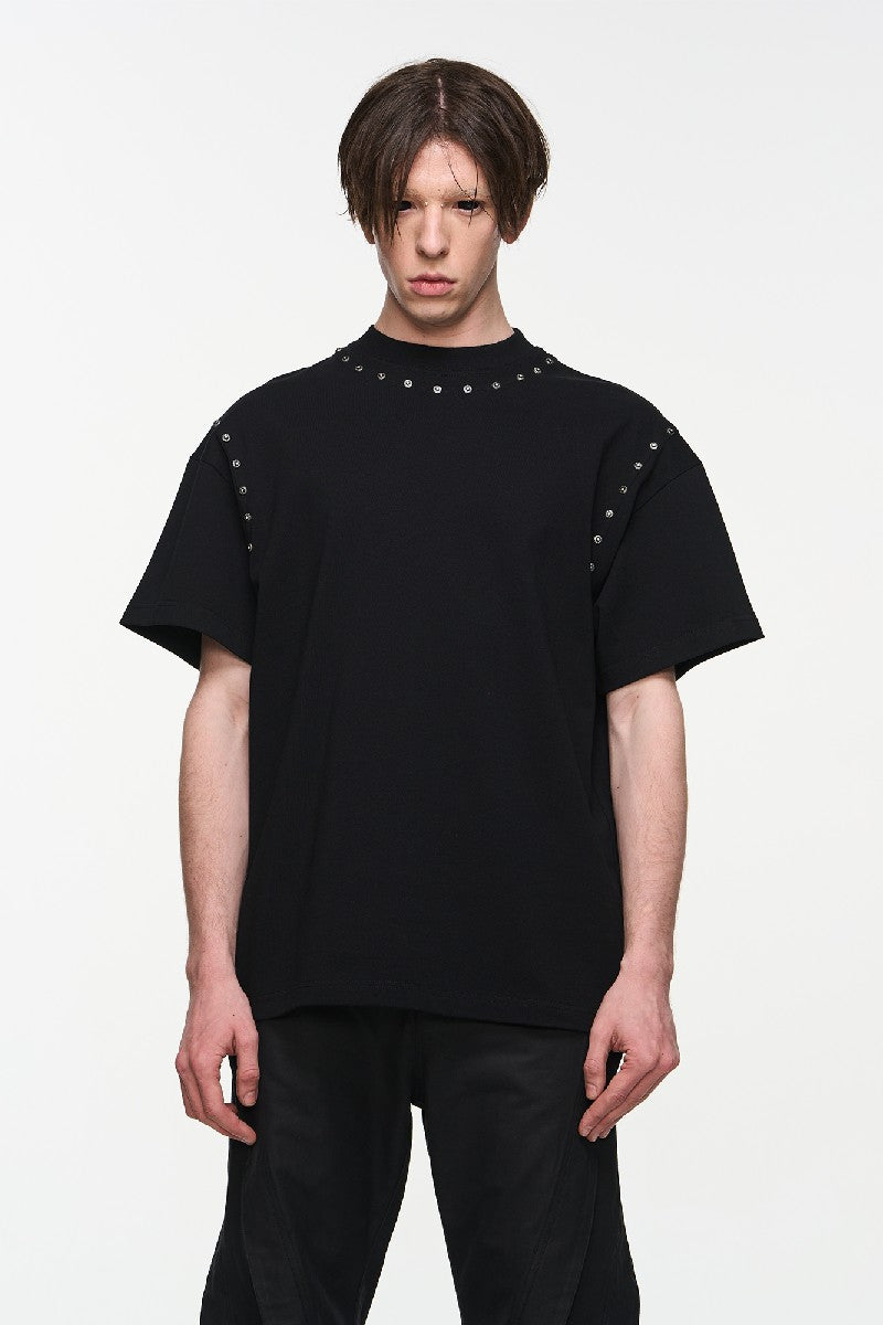 Metal Stud Cotton Diverse Tee - chiclara