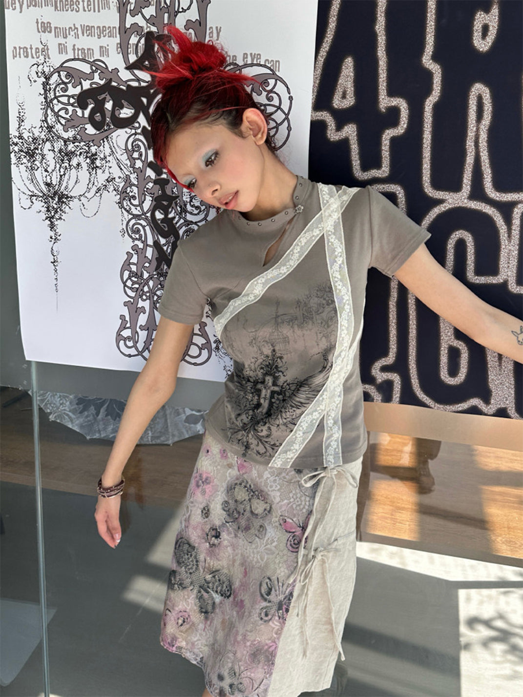 Cross Wing Cheongsam Collar Tee