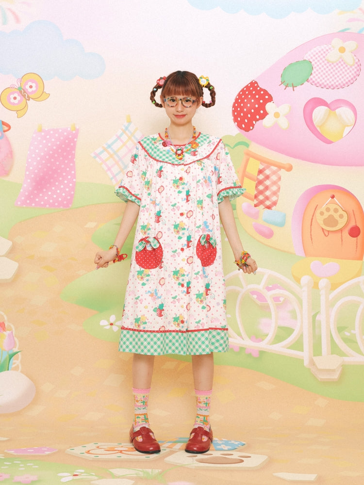 Sweet Strawberry Gingham Nightdress