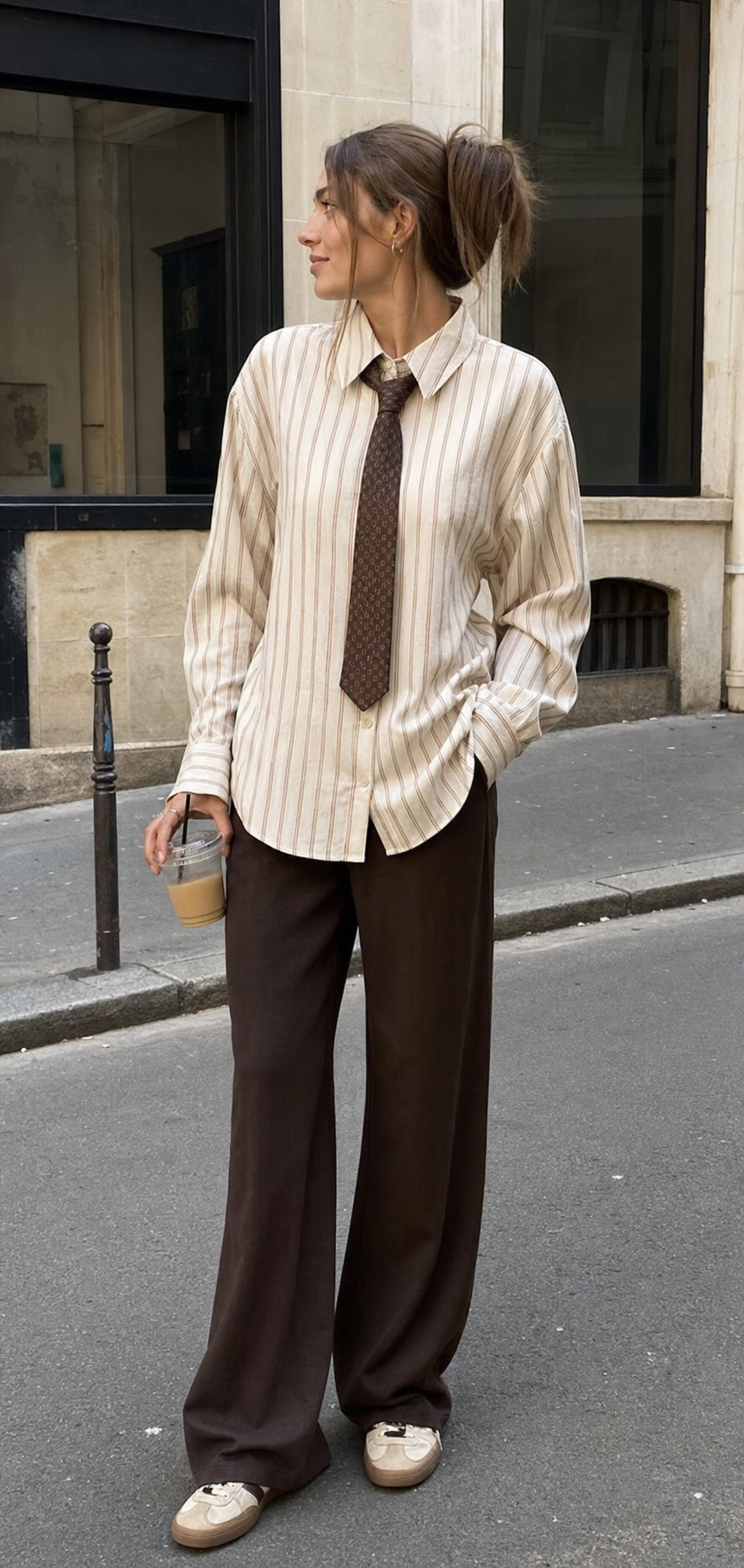 Vintage Basic Vertical Striped Long Sleeve Shirt showcase 1
