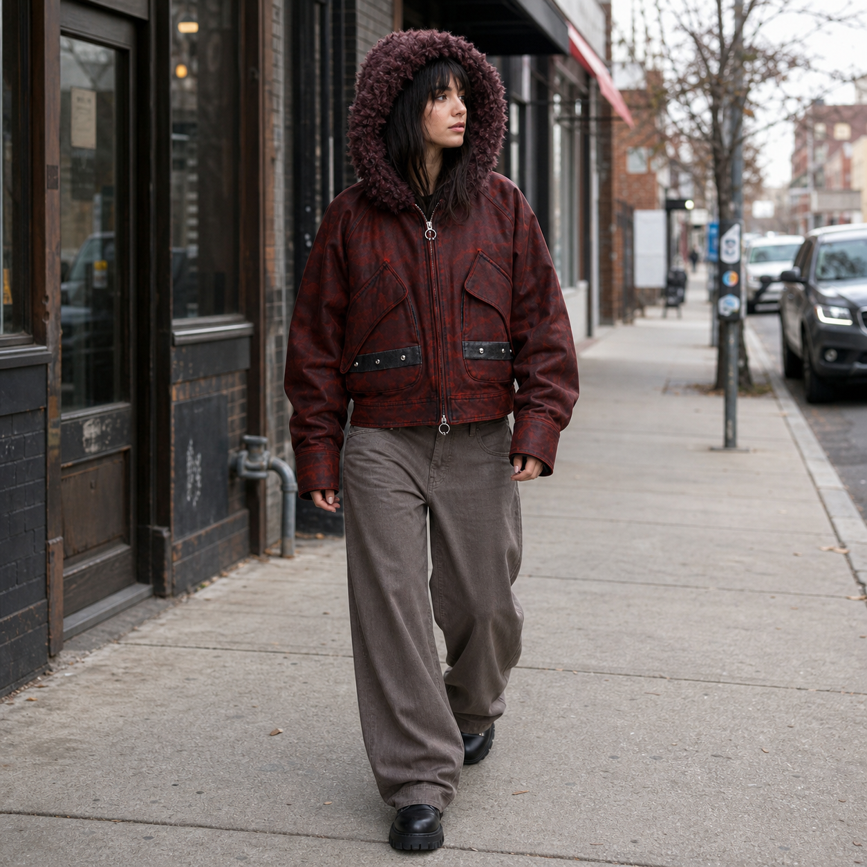 Ember Faux-Shearling Hooded Bomber showcase 1