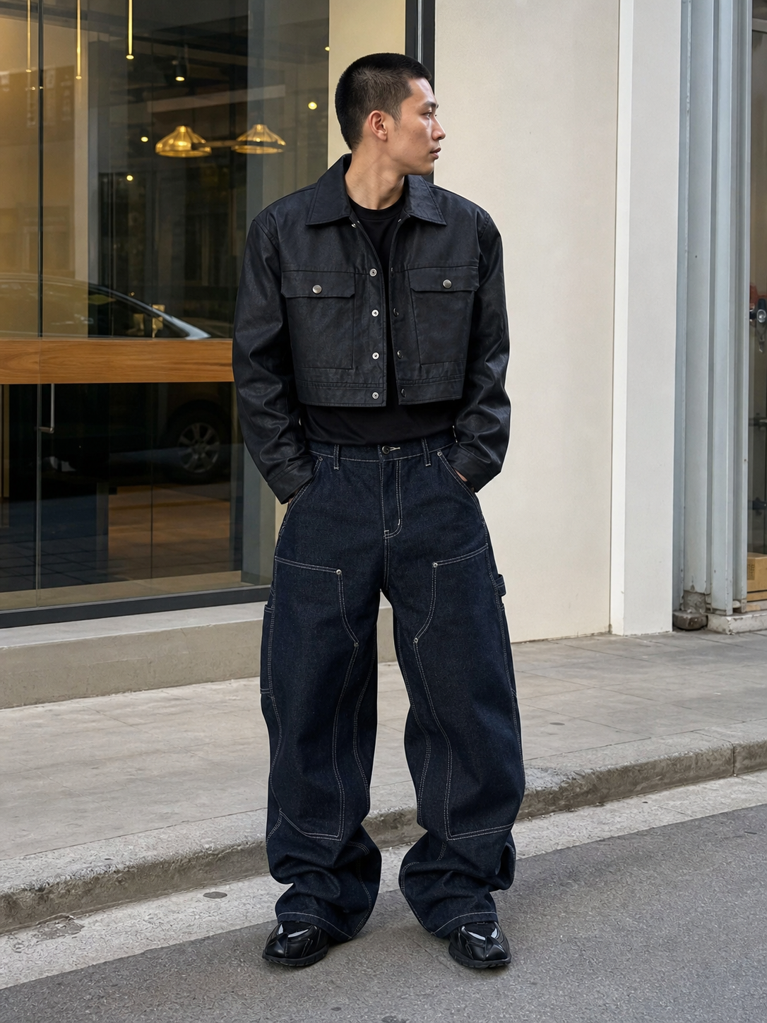 Dark Wash Wide Leg Carpenter Jeans showcase 1