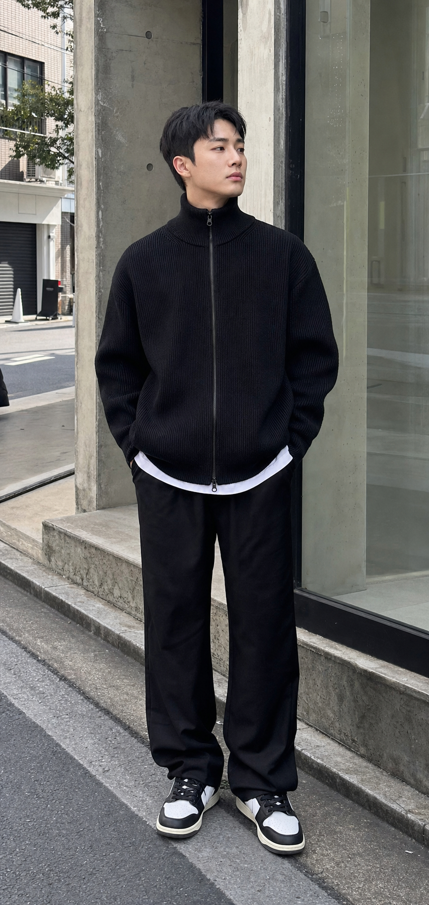 Ribbed Full-Zip Cardigan Sweater showcase 1