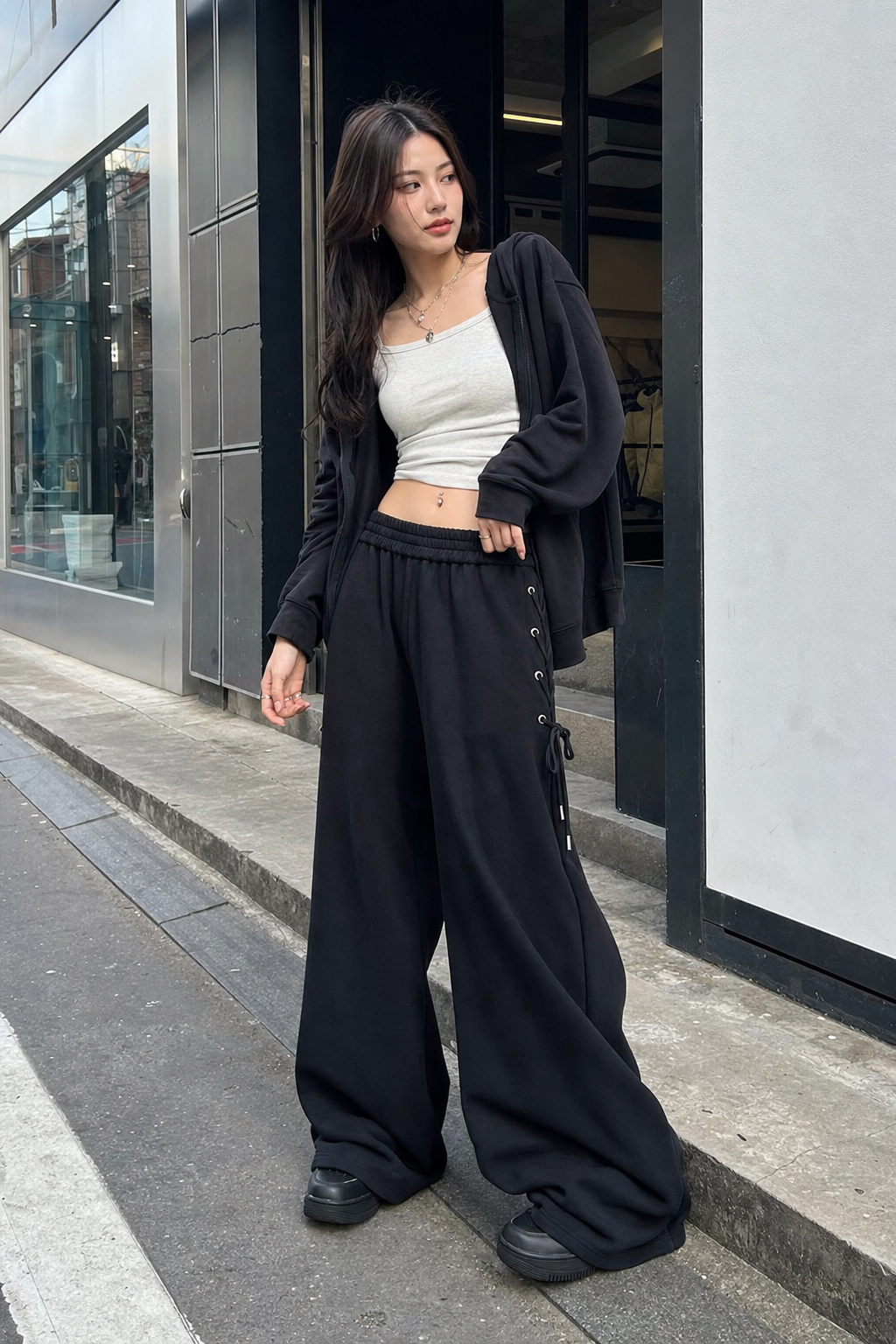 Side-Lace Drift Wide Sweatpants showcase 1
