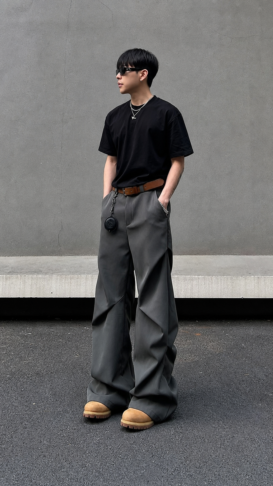 Graphite Drape Wide Trousers showcase 1