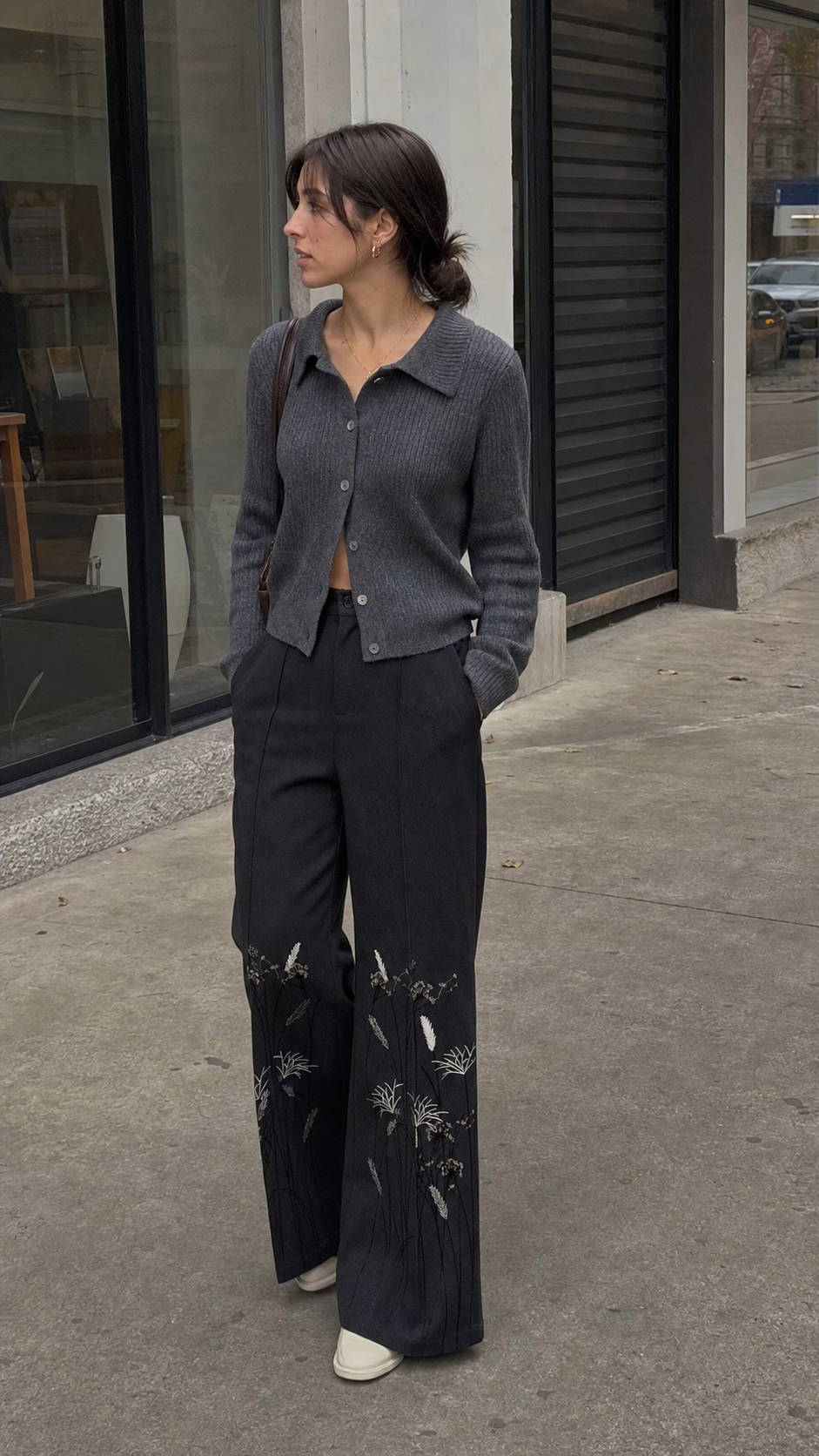 Midnight Meadow Embroidered Wool Trousers UGC showcase 1