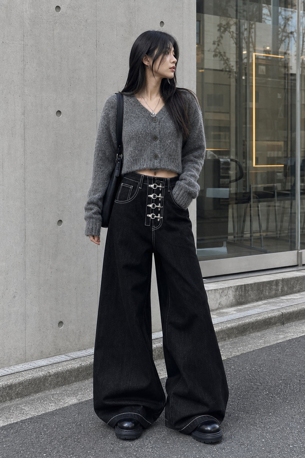 Latch-Ring Corset Wide-Leg Jeans regenerated UGC showcase 1