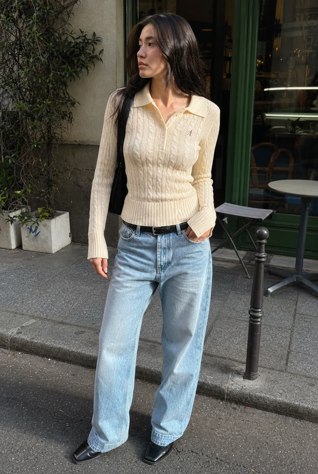 Half-Button Cable Knit Polo Sweater showcase 1