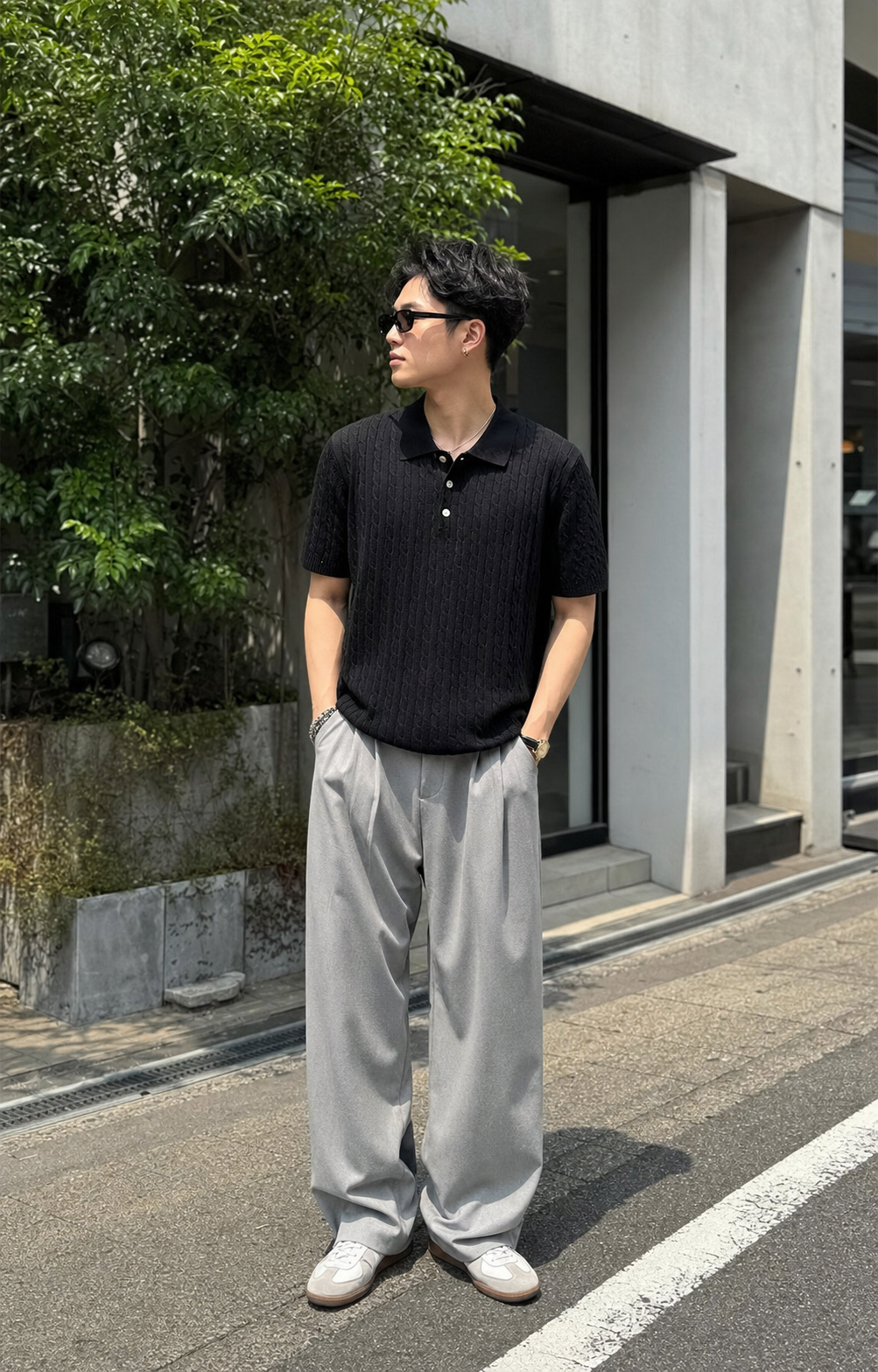 Sunlit Cable Knit Polo showcase 1
