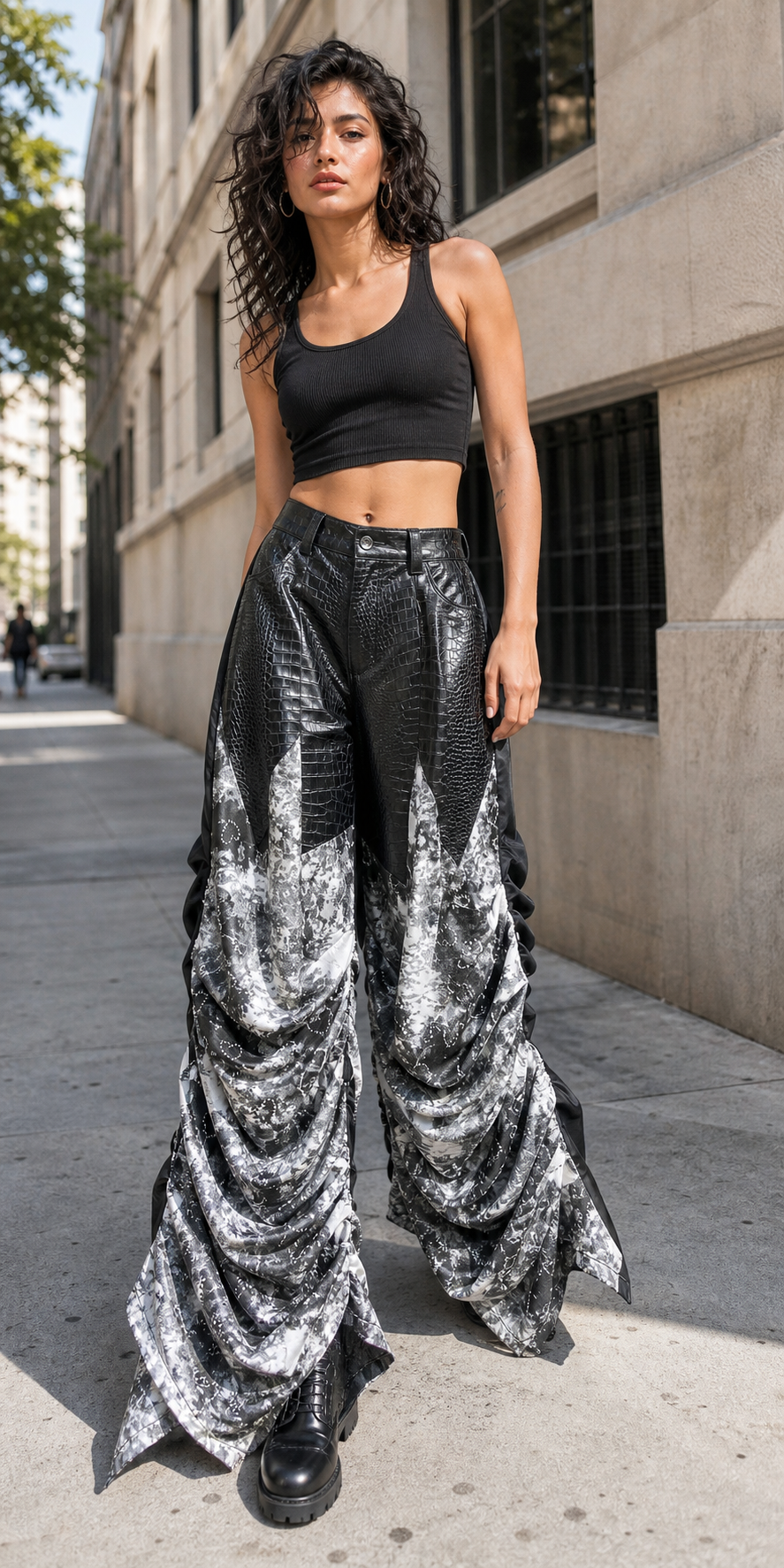 Obsidian Glacier Reptile Ruched Flare Pants showcase 1