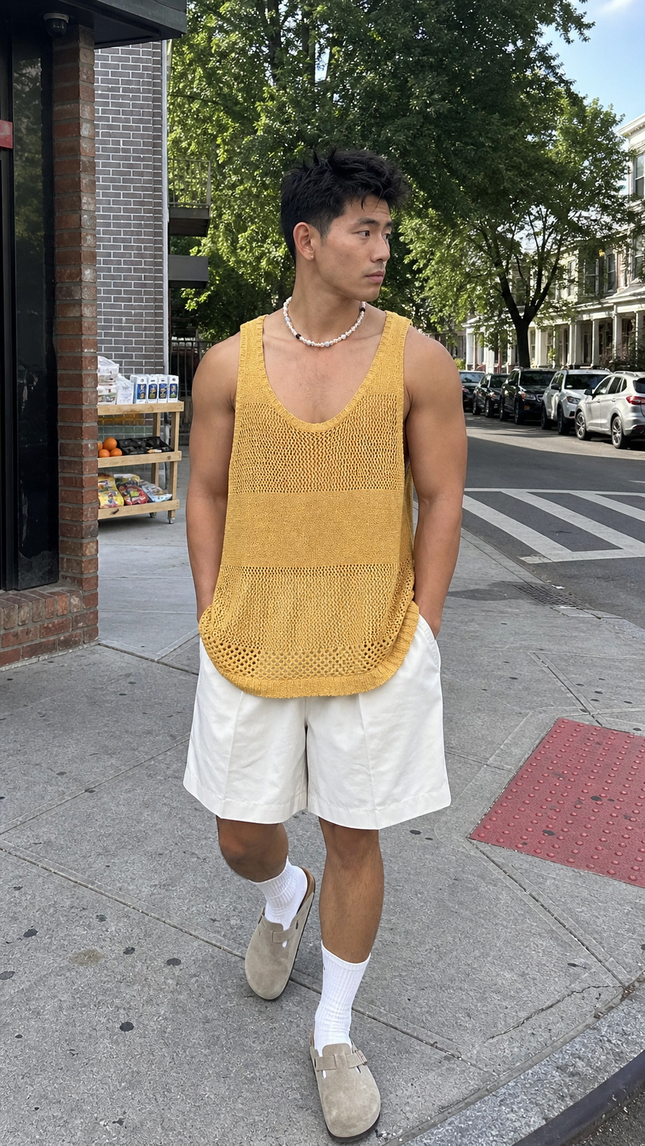 Honey Mustard Open-Knit Mesh Tank Top UGC showcase 1