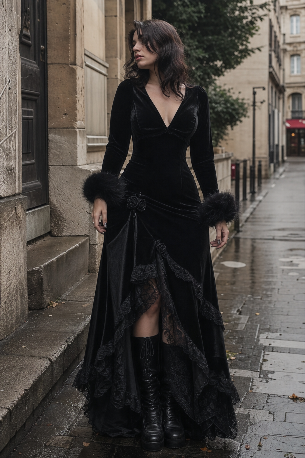 Ladyghost Gothic Velvet Maxi Dress showcase 1
