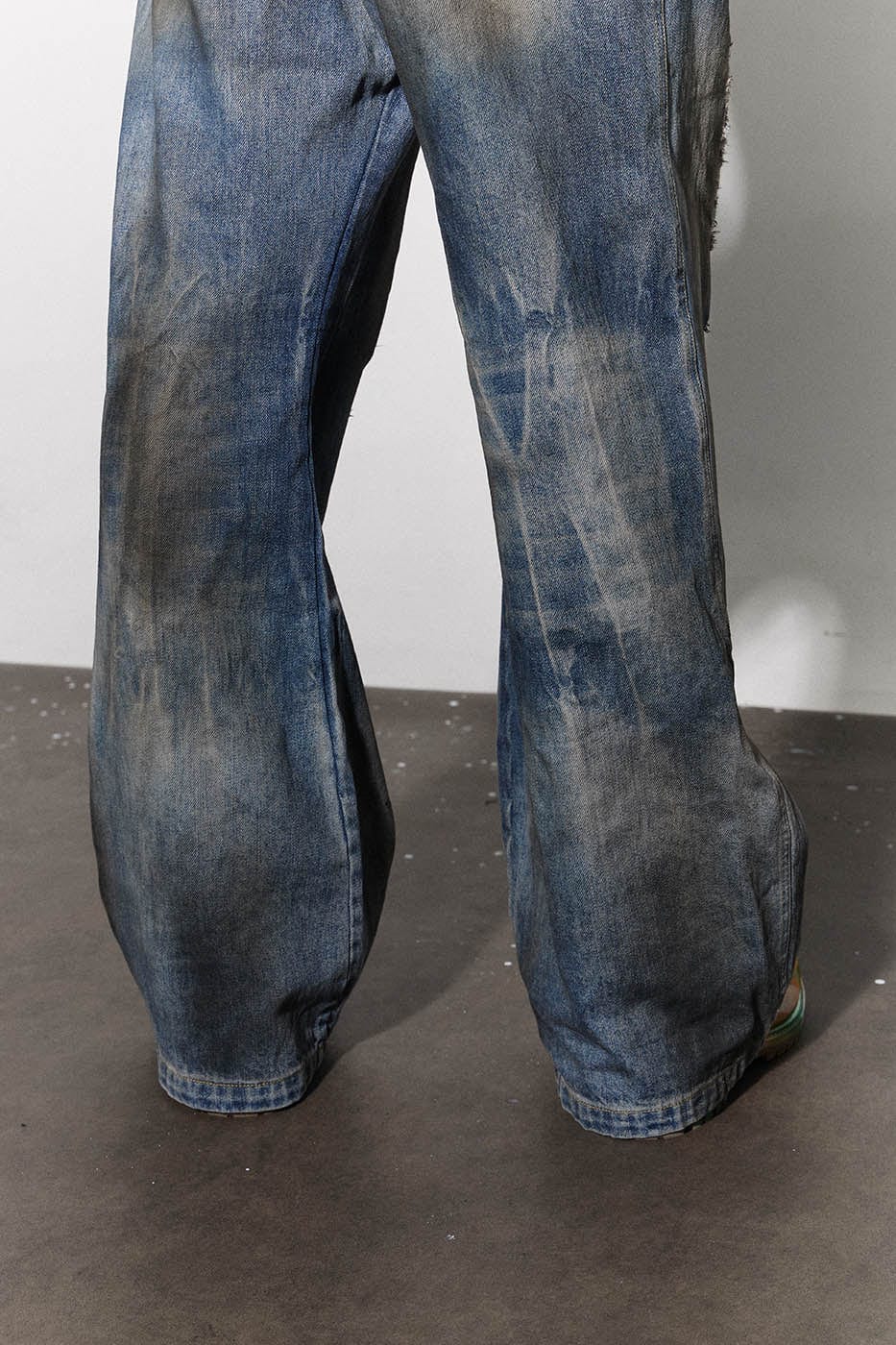 Distressed Rusty Flare Jeans