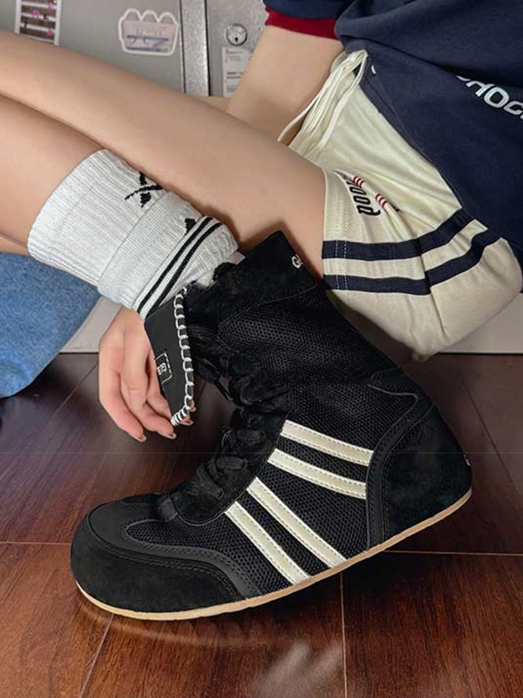 Black Hybrid Zip-On Boxing Trainer Boots