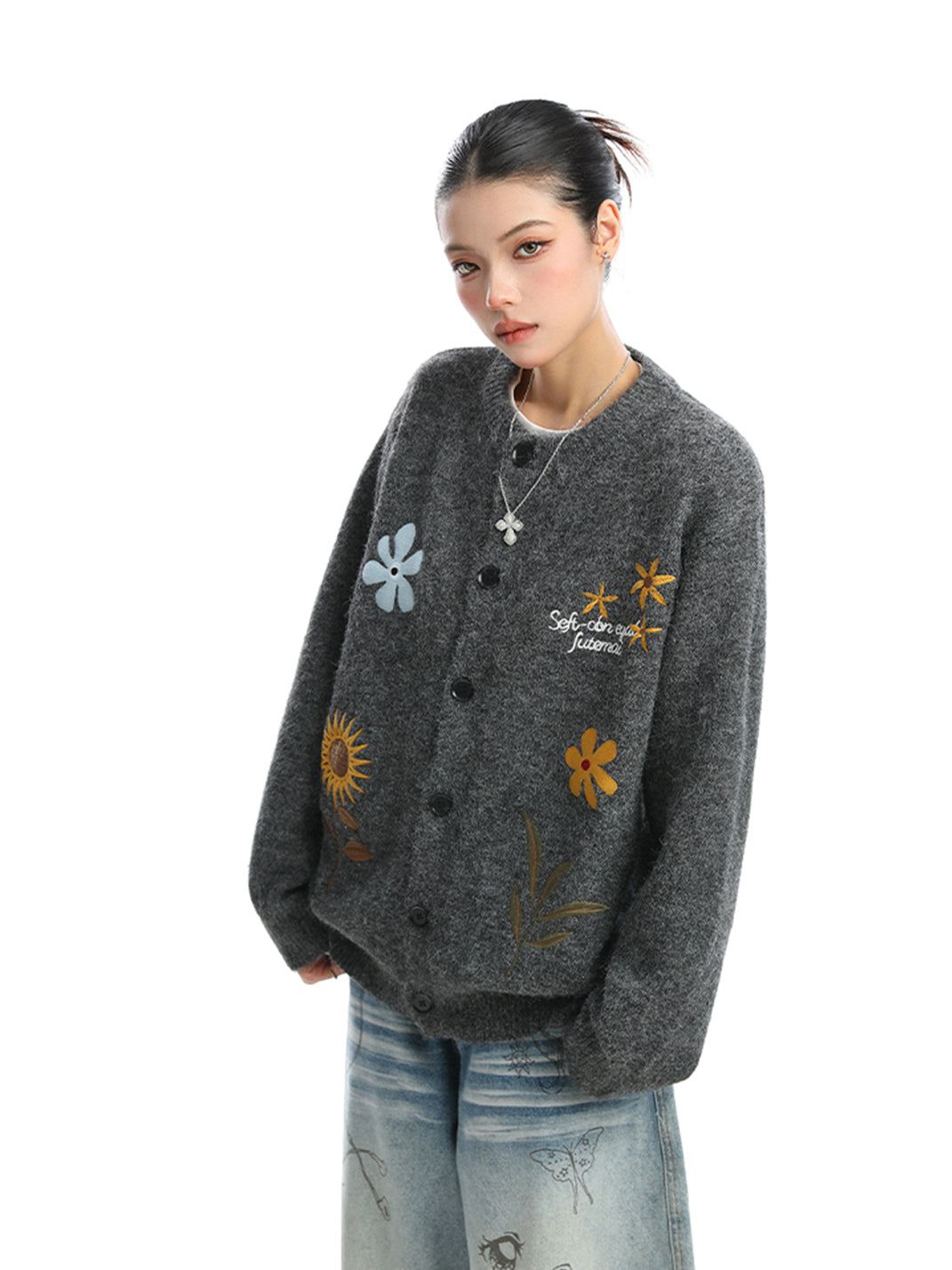 Retro Floral Embroidered Cardigan
