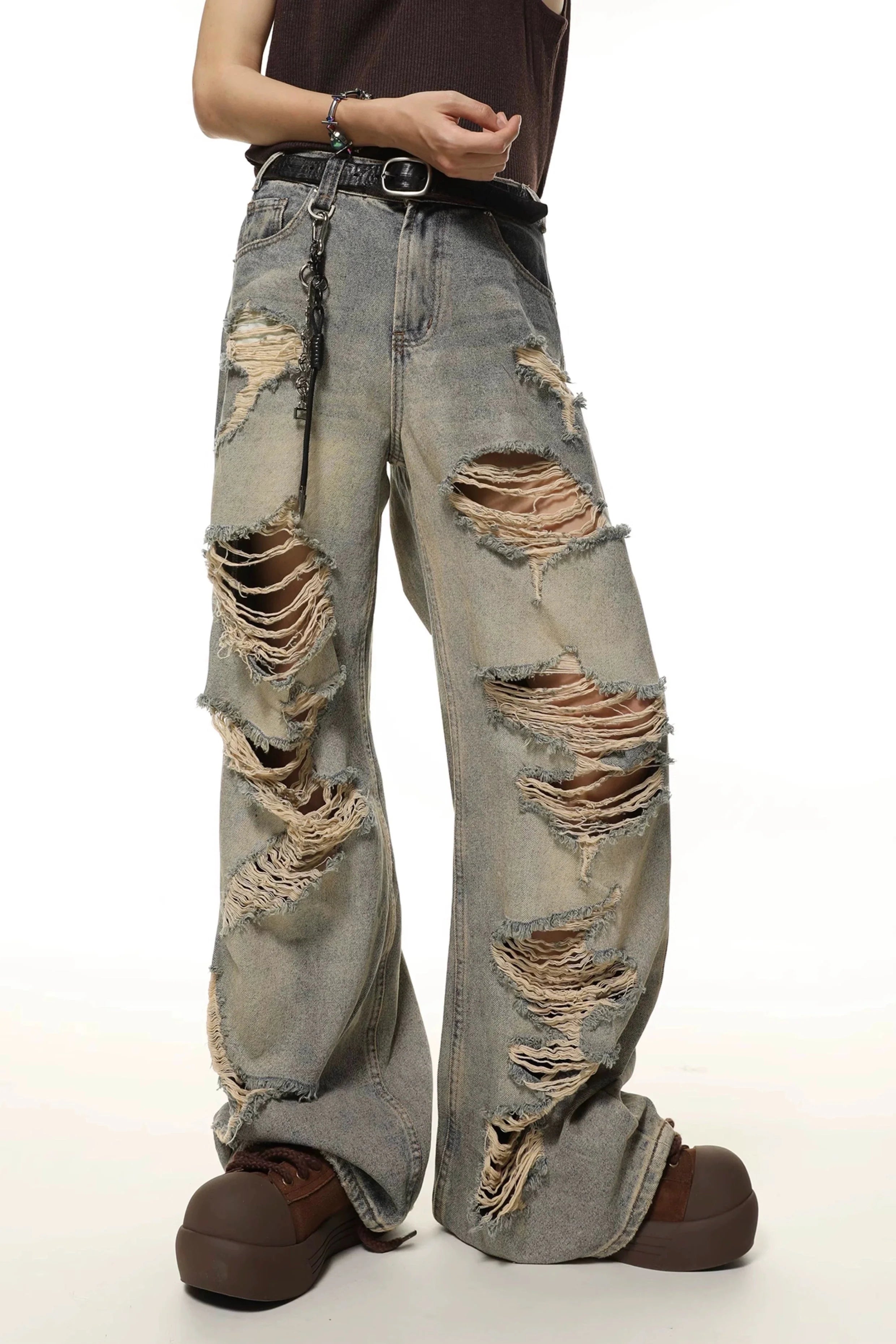 Ripped Baggy Grunge Denim Jeans