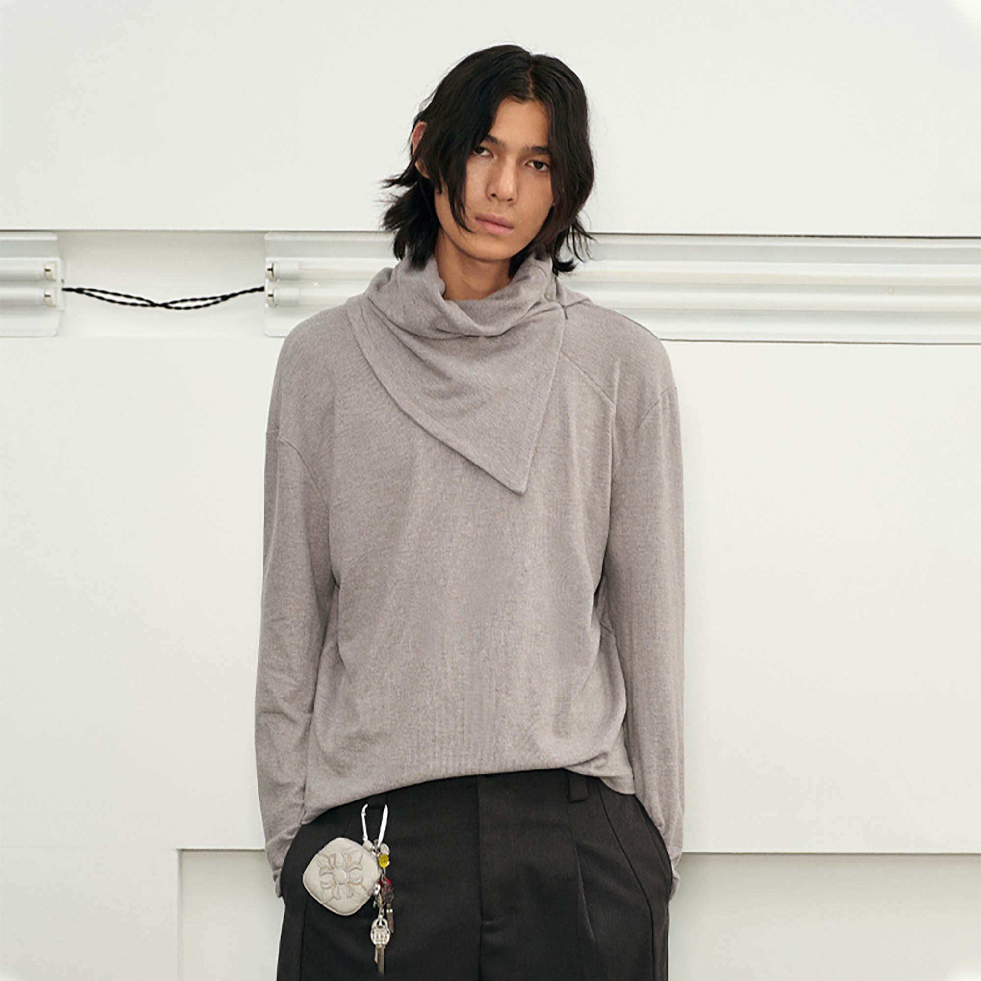 Asymmetric Turtleneck Sweatshirt