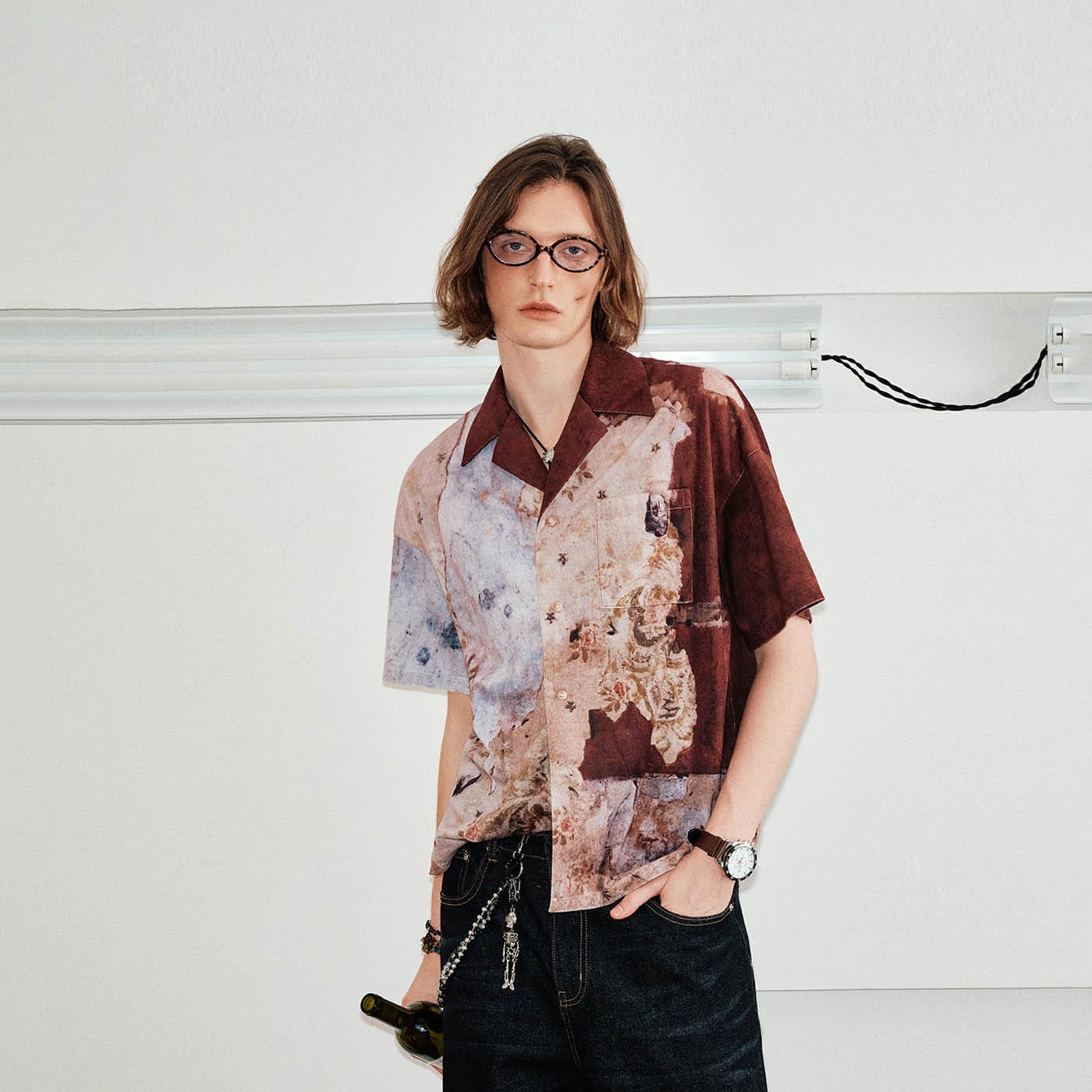 Abstract Print Camp Collar Shirt