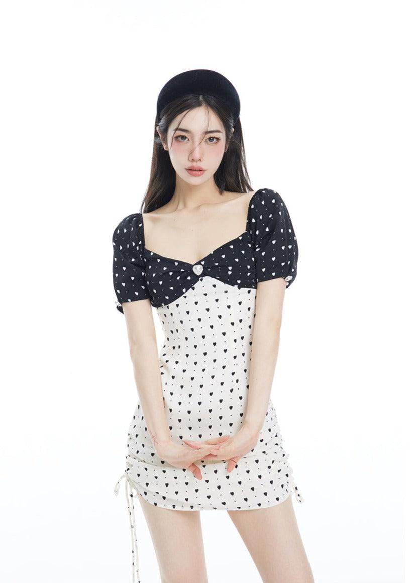 Black & White Polka Dot Black & White Heart Dress