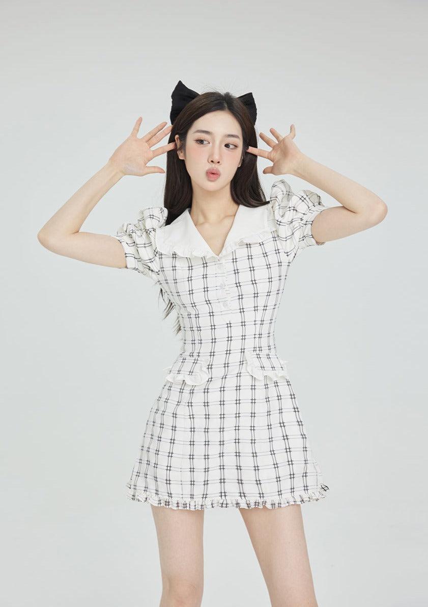 Cherub Collar Plaid Dress