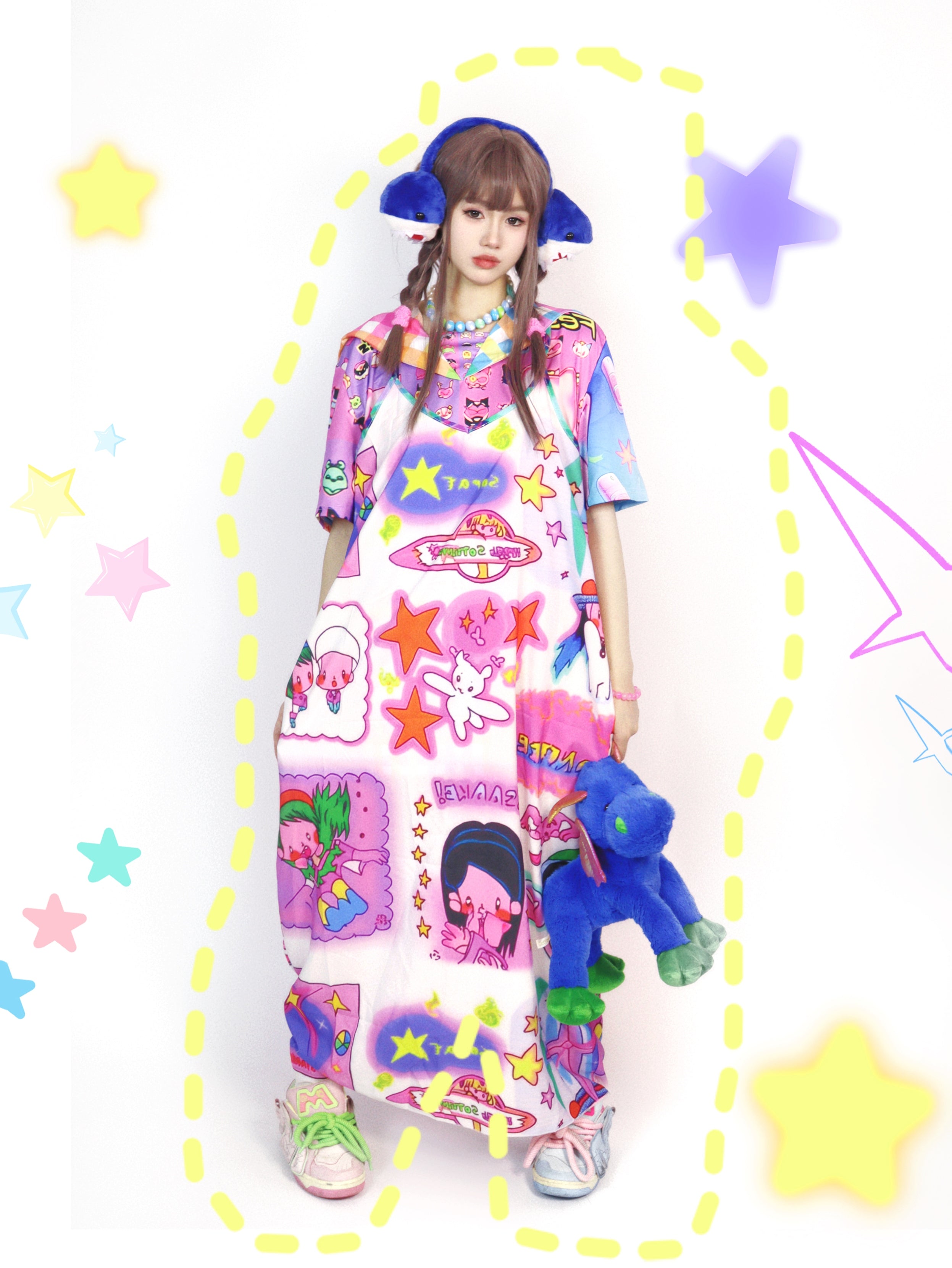 Kawaii Star Cute Print Maxi Dress
