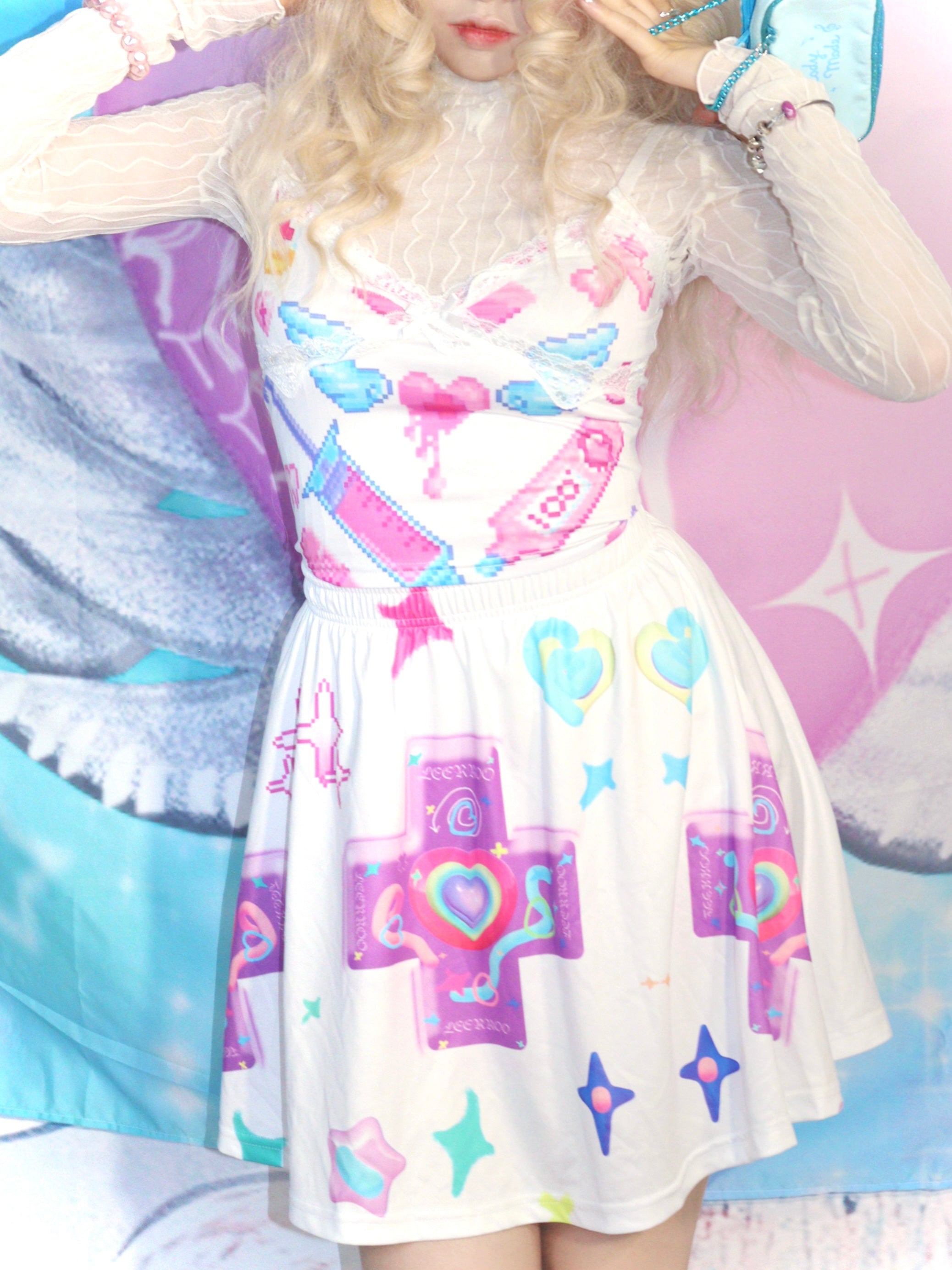 Kawaii Gaming Controller Rainbow Skirt