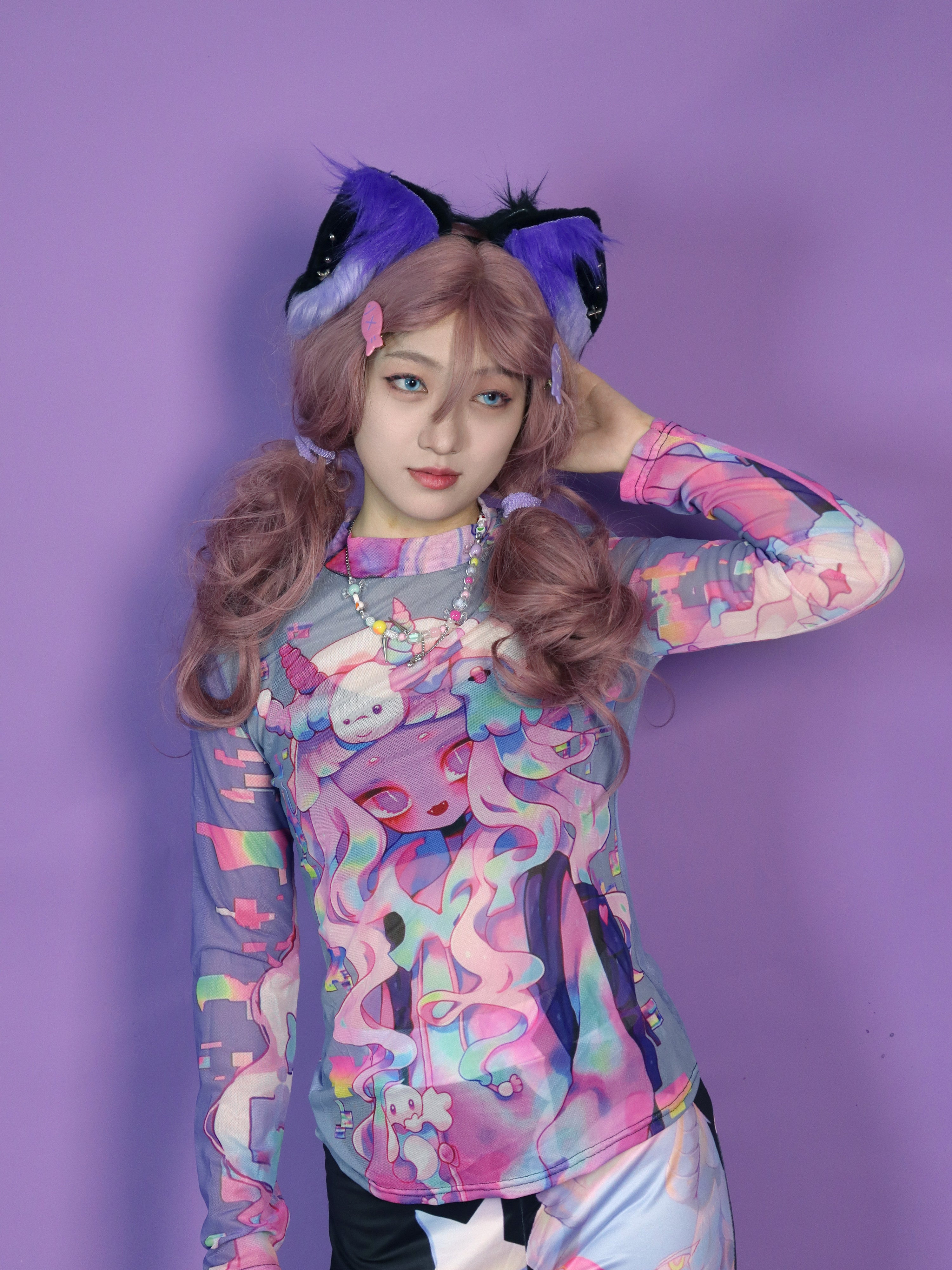 Pastel Dreams Mesh Long Sleeve T-Shirt