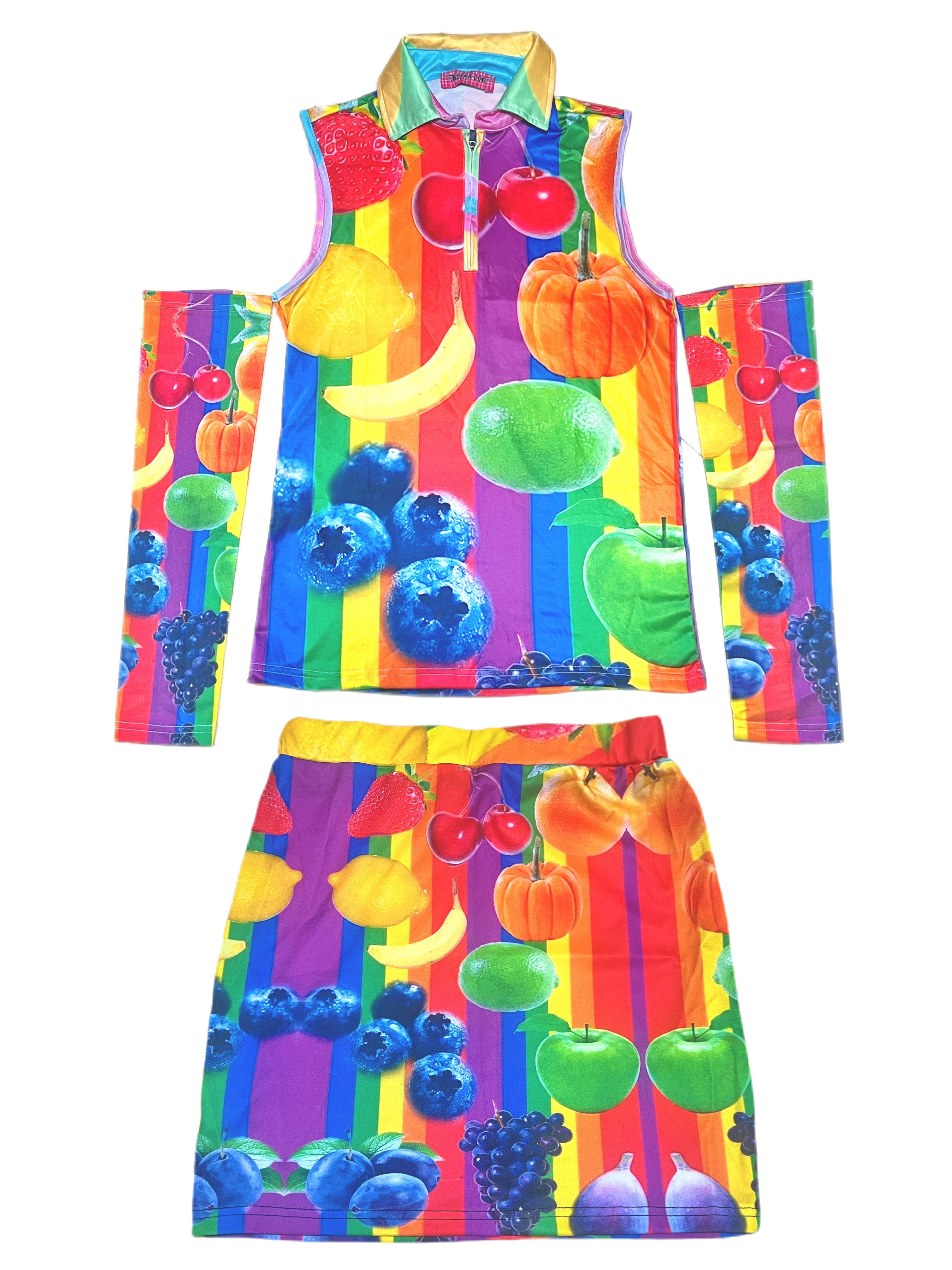 Rainbow Fruit Top Skirt Set