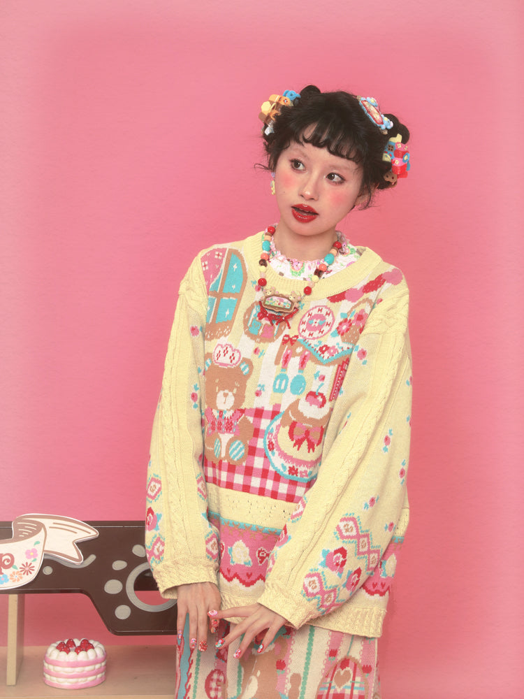 Sweet Teddy Cafe Long Sweater