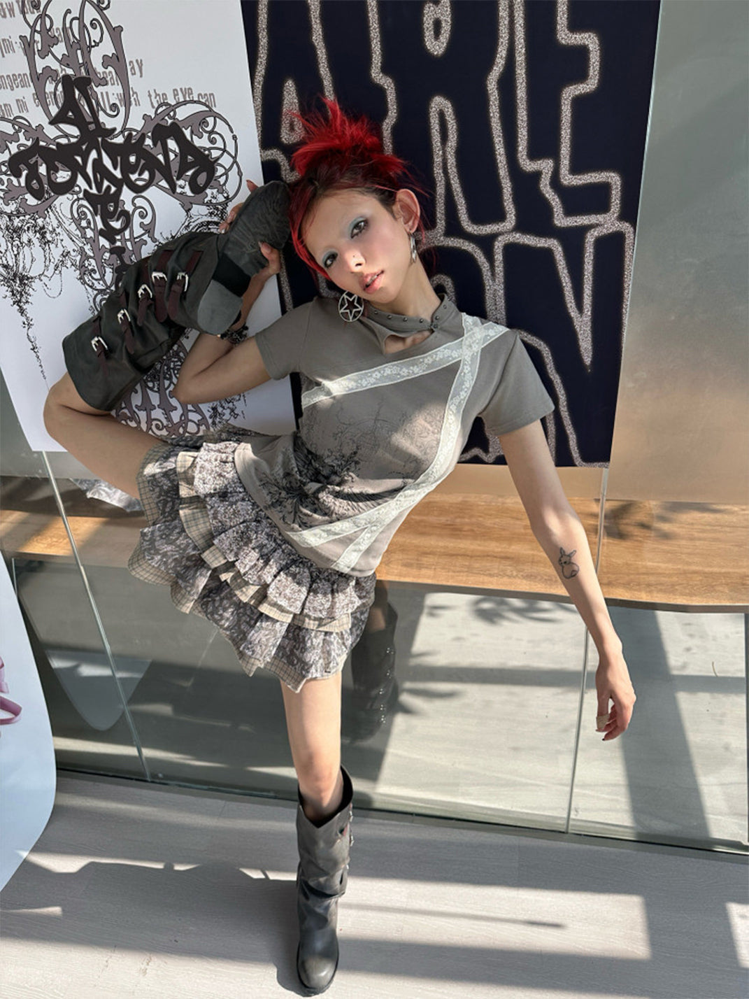 Cross Wing Cheongsam Collar Tee
