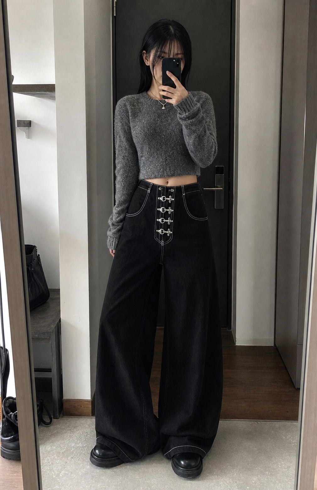 Latch-Ring Corset Wide-Leg Jeans regenerated UGC showcase 2