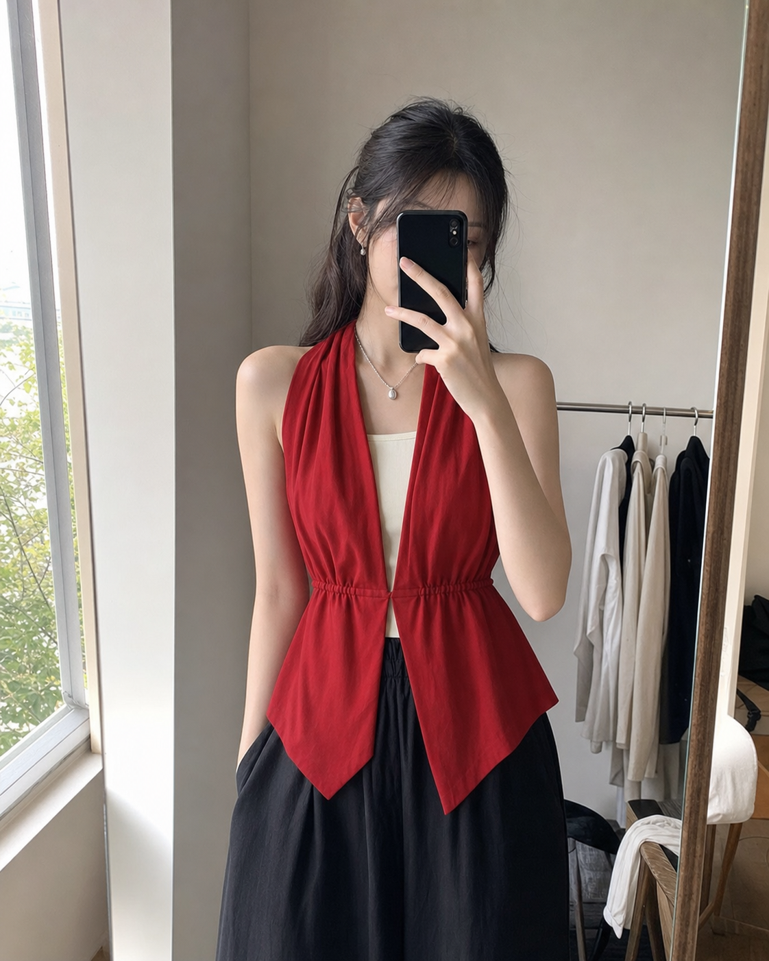Halter Neck Keyhole Peplum Top showcase 2