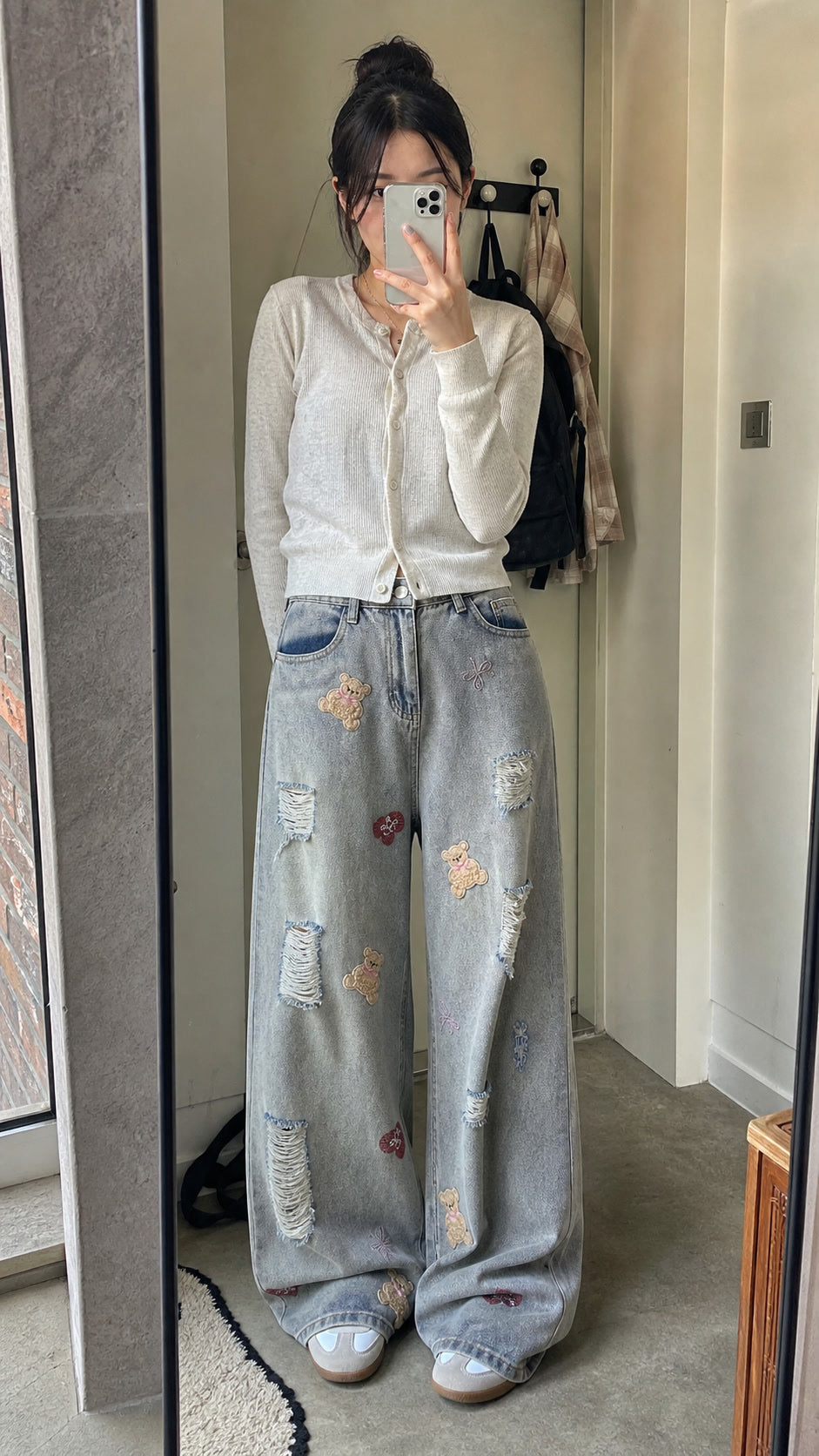 Distressed Teddy Bear Wide Leg Jeans regenerated UGC showcase 2