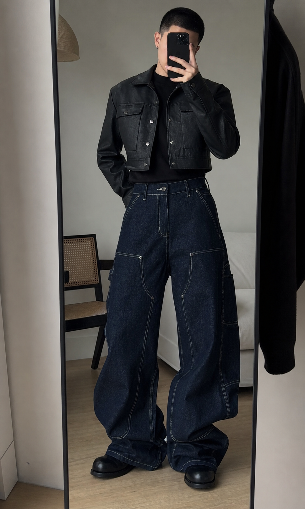 Dark Wash Wide Leg Carpenter Jeans showcase 2