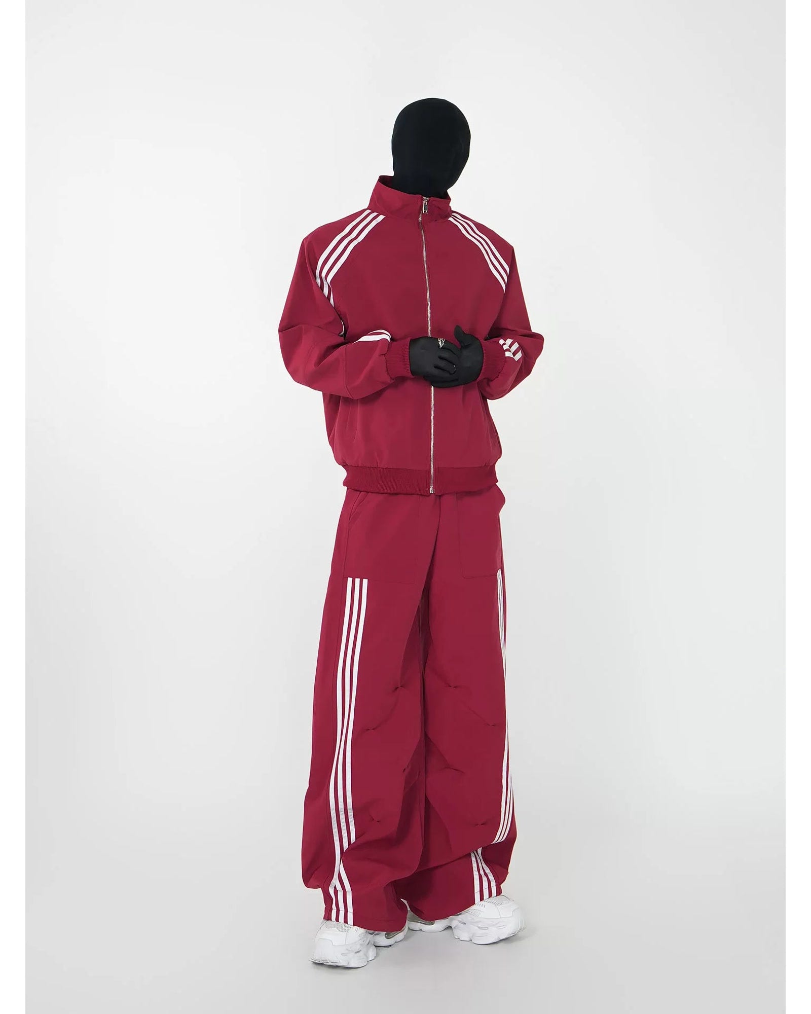 Crimson Velocity Triple‑Stripe Track Jacket and Pants Setup showcase 2