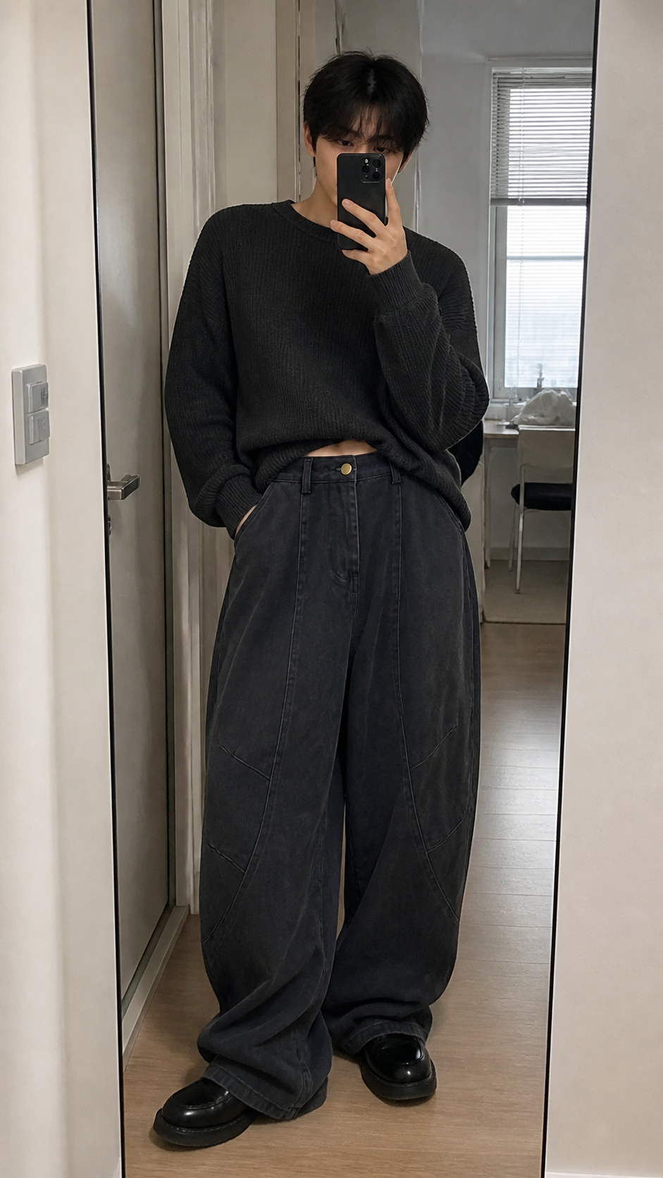 Wide Leg Pleated Dark Denim Pants UGC showcase 2