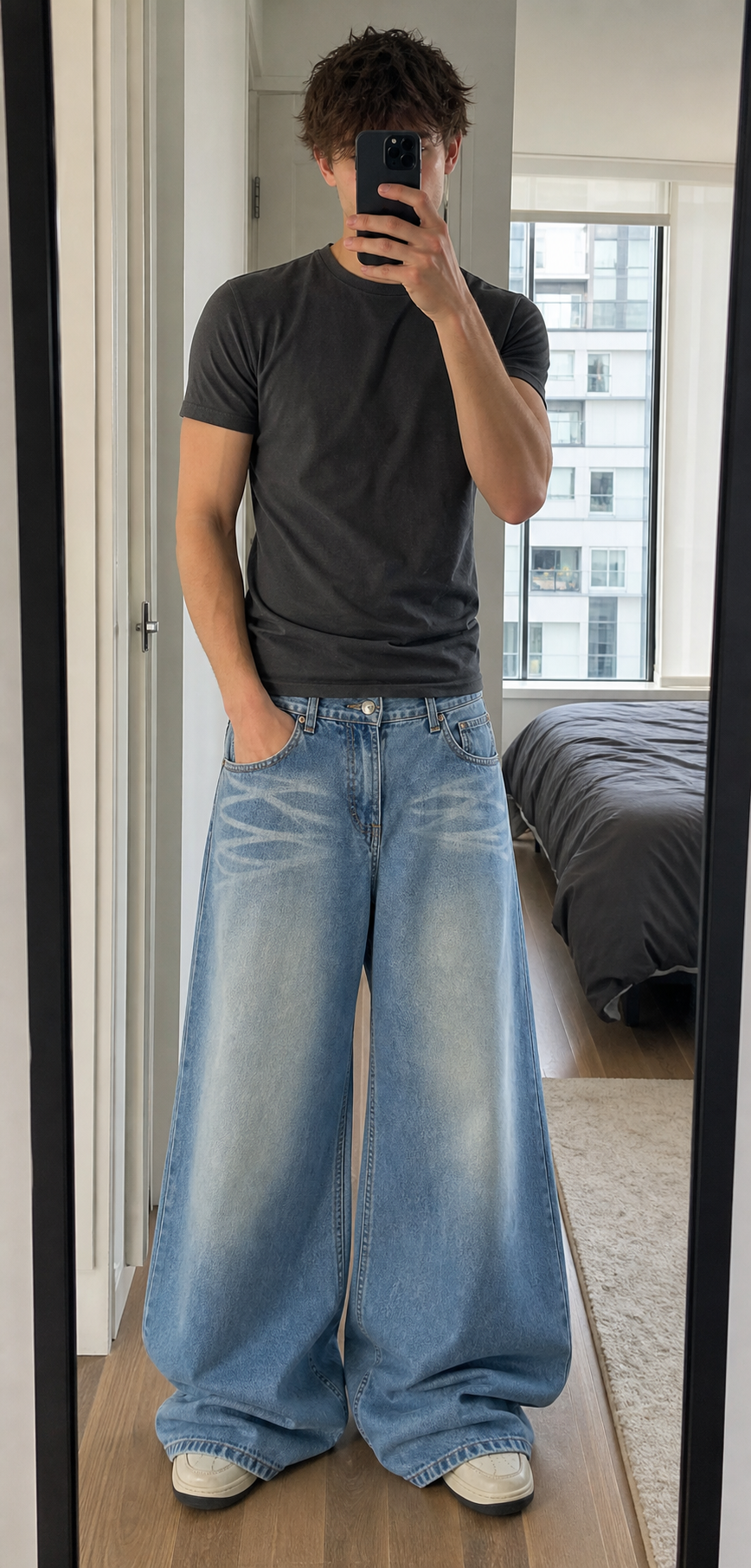 Oversized Vintage Wash Wide-Leg Jeans showcase 2