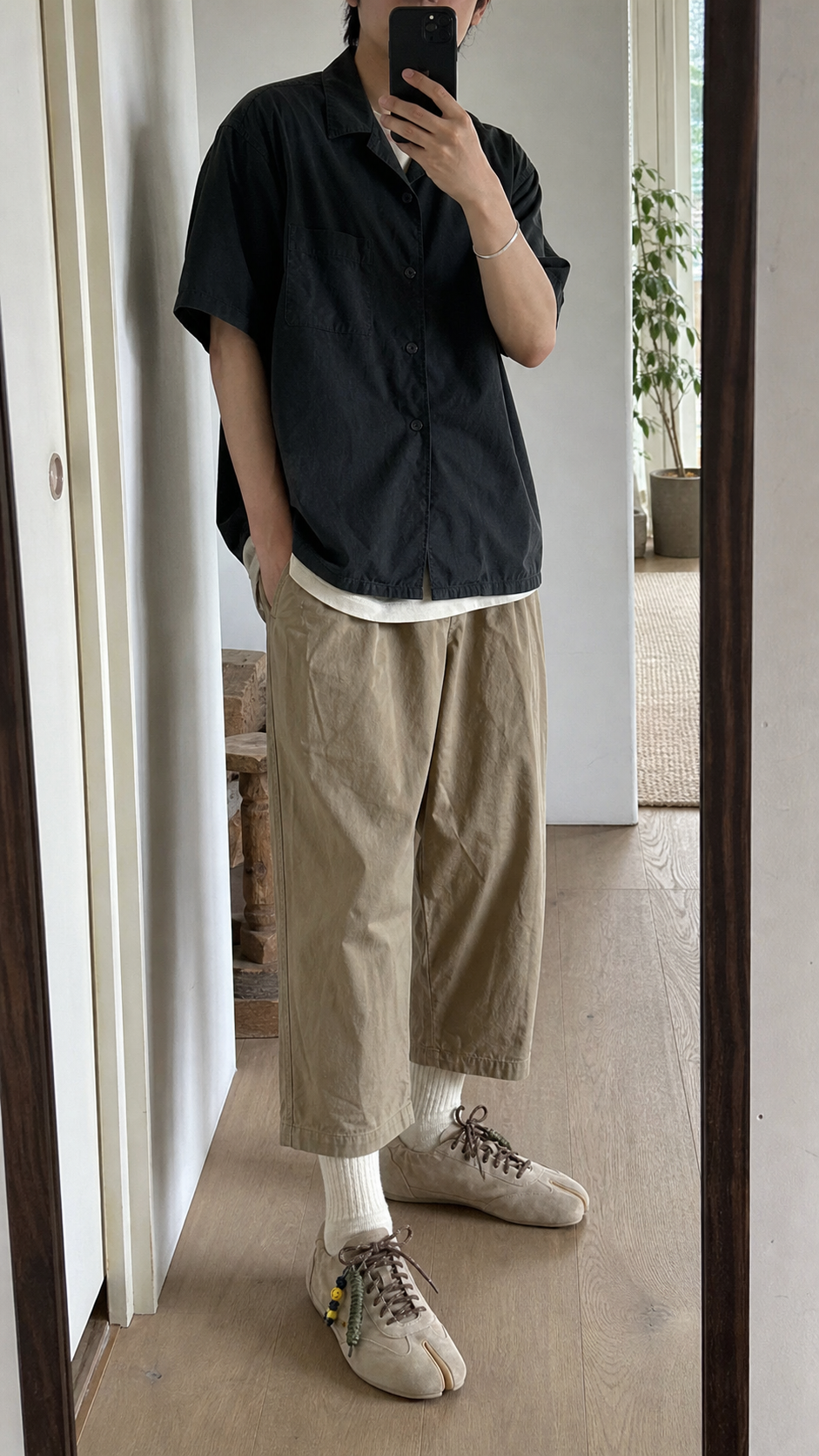 Khaki Suede Thin-Sole Tabi Sneakers showcase 2