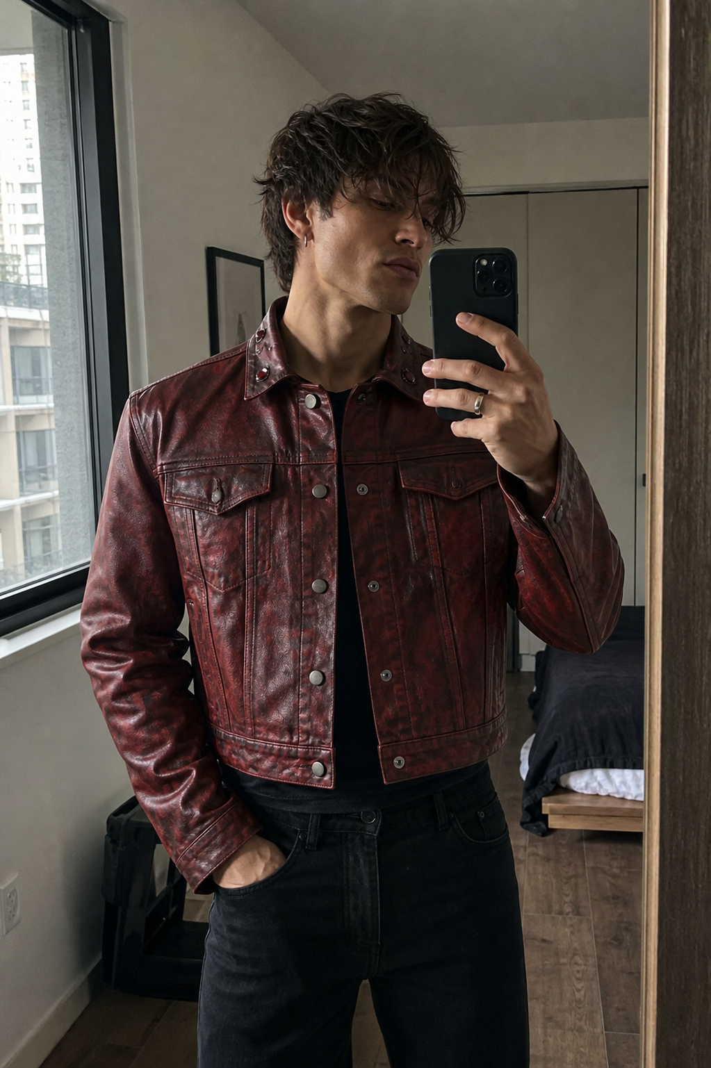 Ember Forge Distressed Leather Trucker Jacket UGC showcase 2